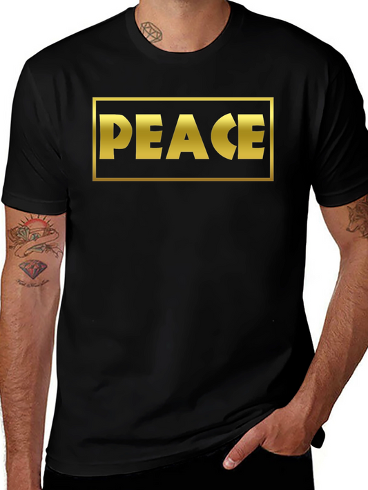 Peace Graphic Tee - Bold Gold Design