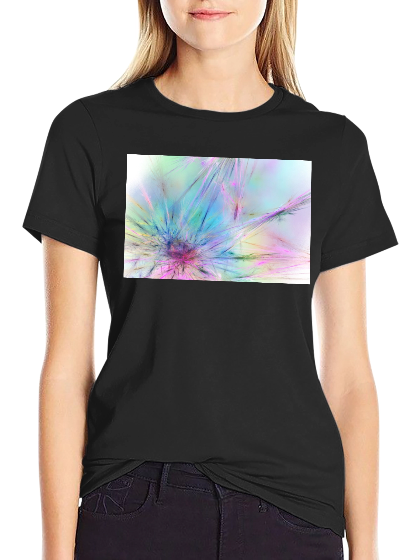 Abstract Burst Graphic Black T-Shirt