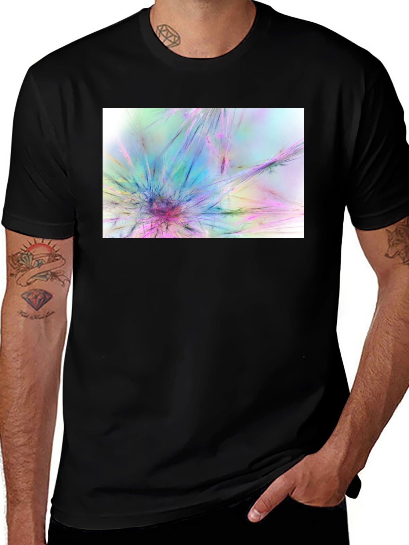 Abstract Burst Graphic Black T-Shirt