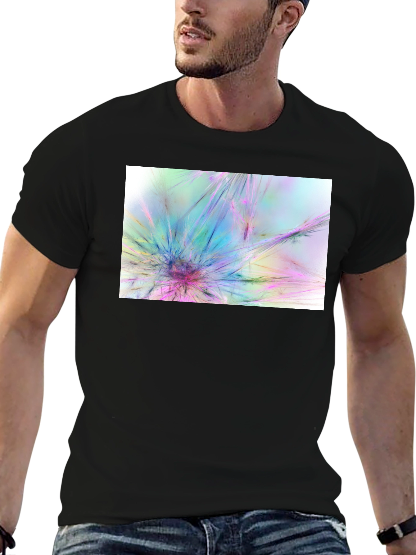 Abstract Burst Graphic Black T-Shirt