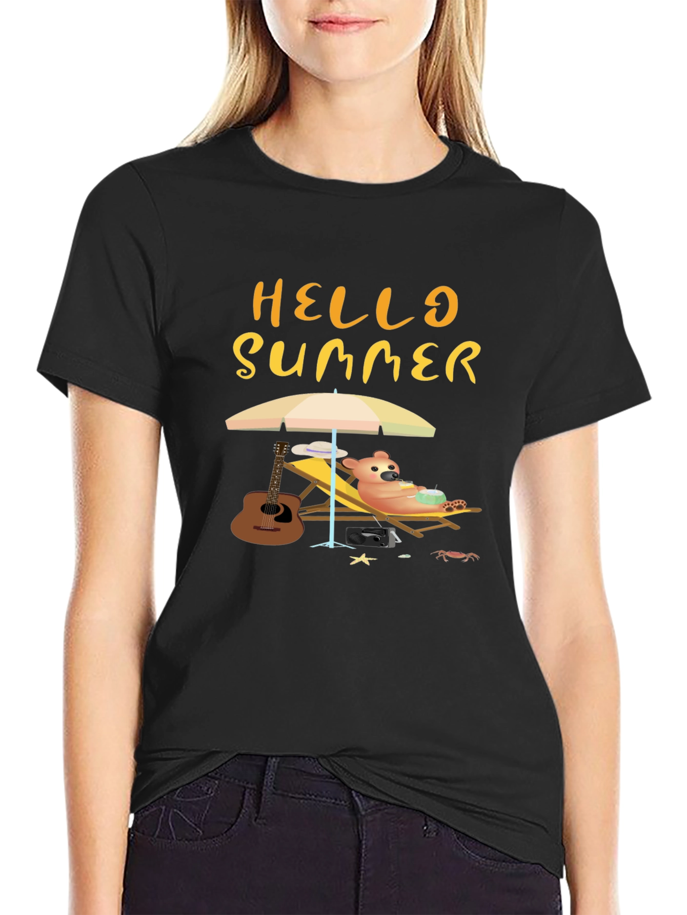 Hello Summer T-Shirt - Relaxing Bear Graphic Tee
