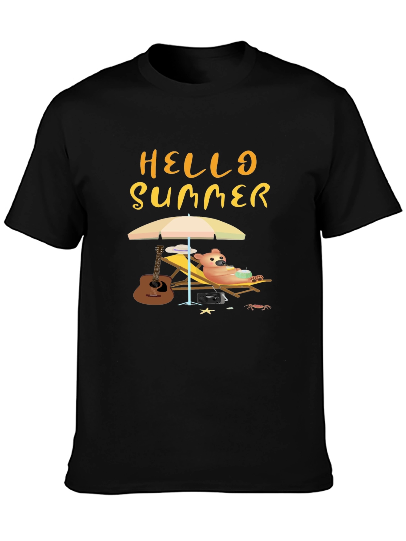 Hello Summer T-Shirt - Relaxing Bear Graphic Tee