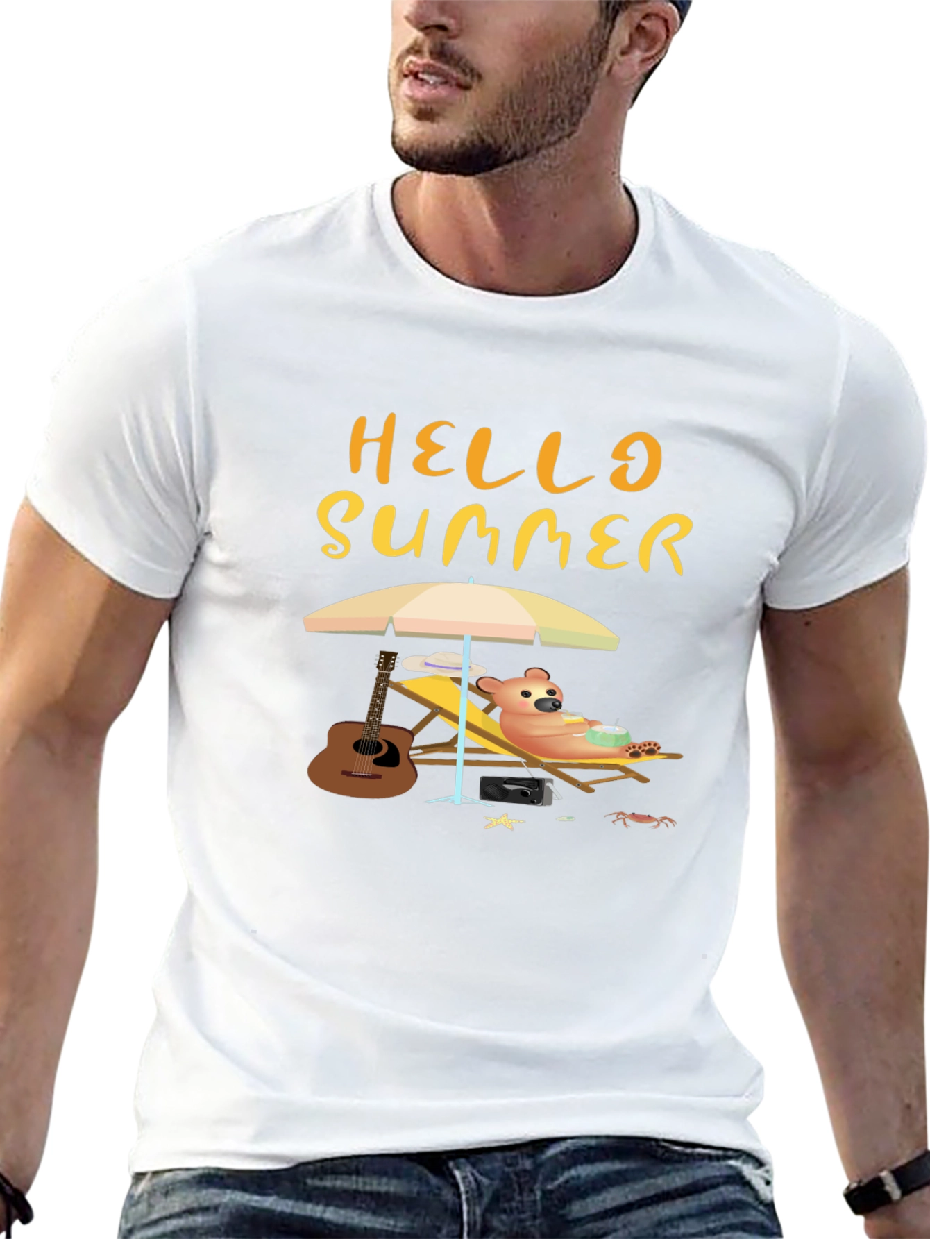Hello Summer T-Shirt - Relaxing Bear Graphic Tee