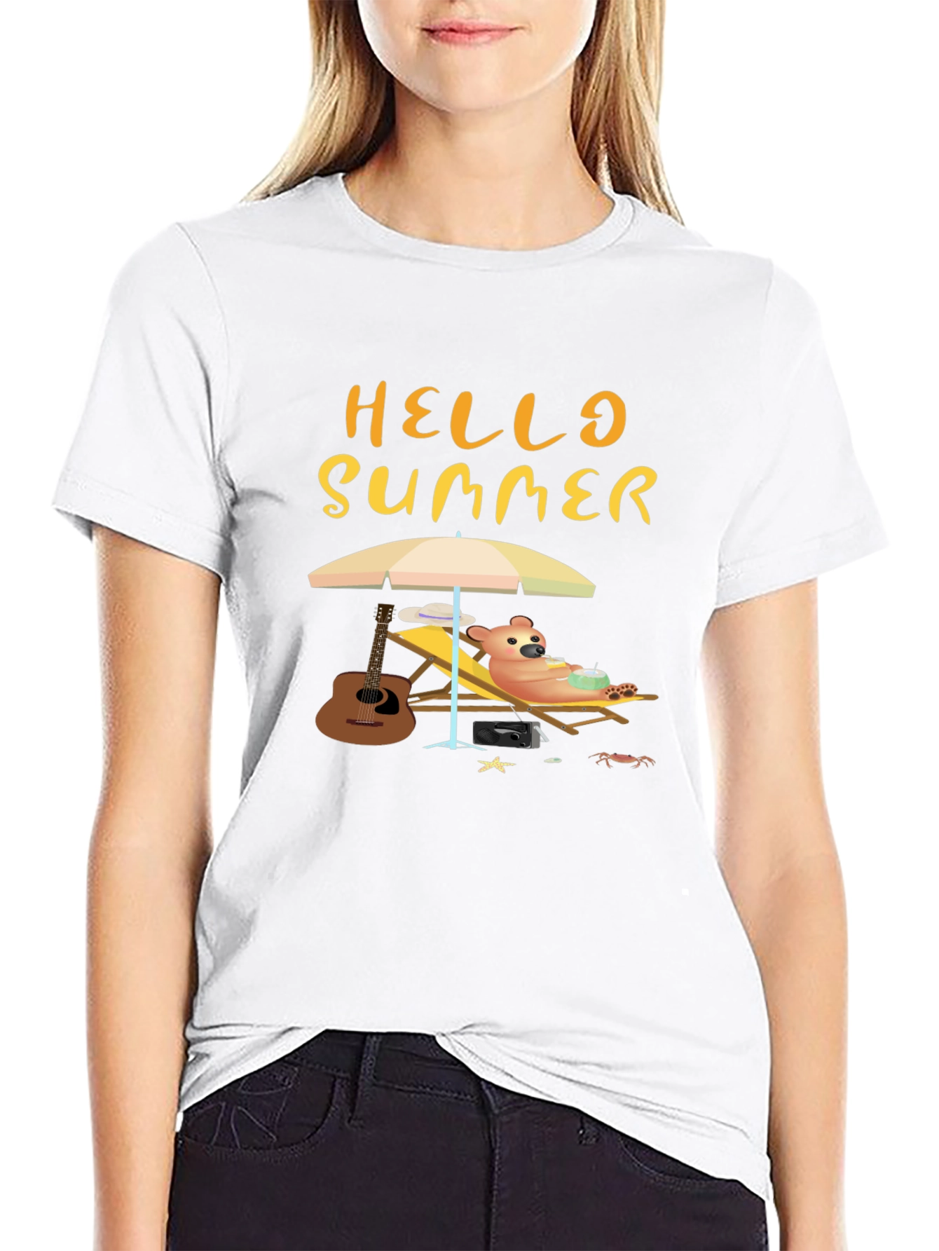 Hello Summer T-Shirt - Relaxing Bear Graphic Tee