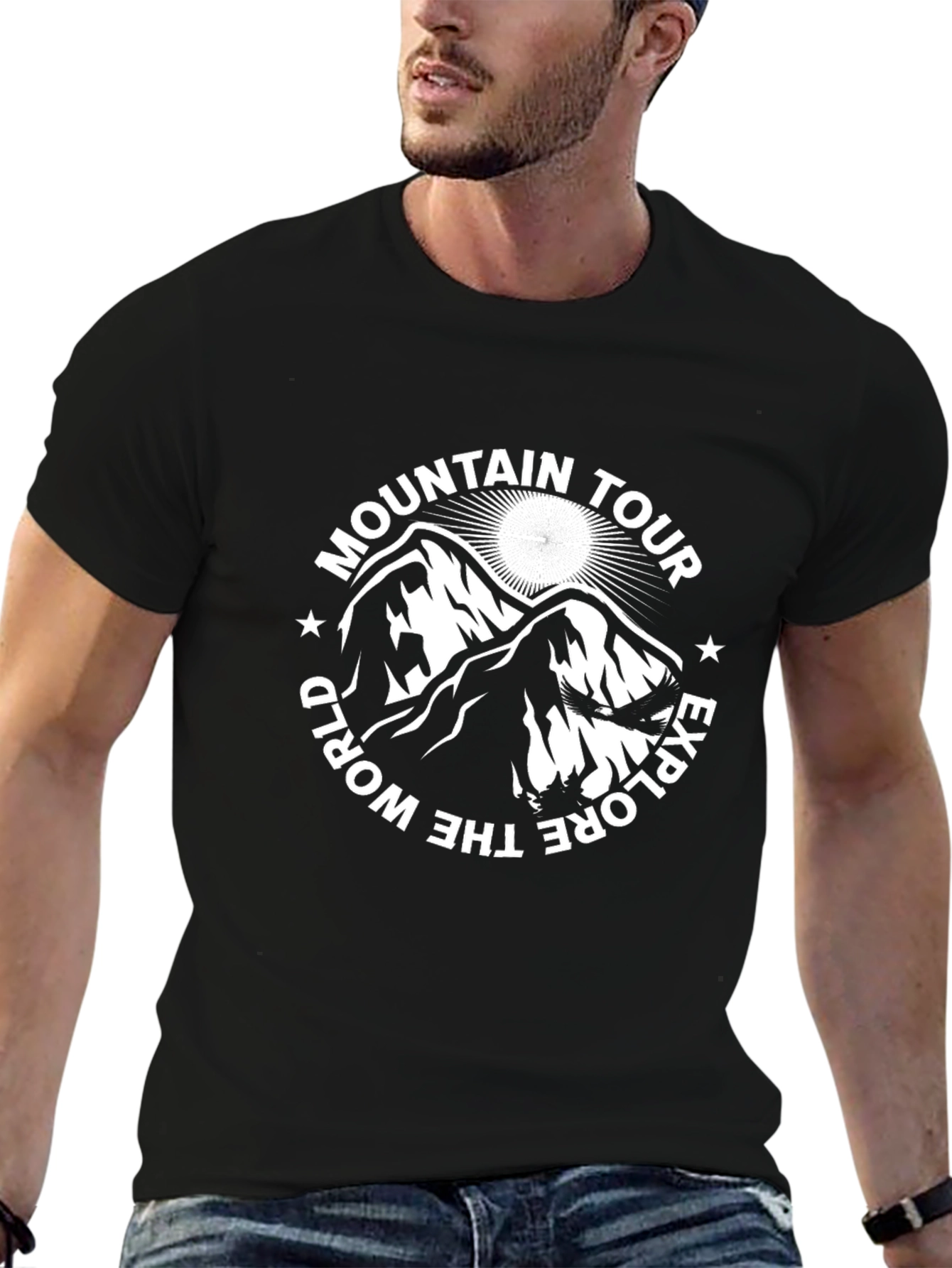 Mountain Tour Explore the World Black Tee