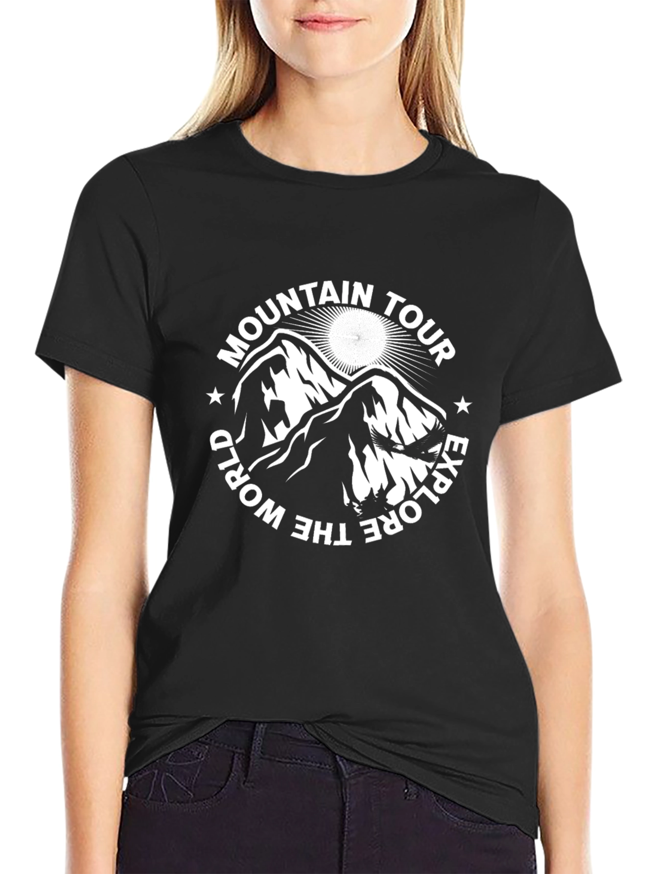 Mountain Tour Explore the World Black Tee