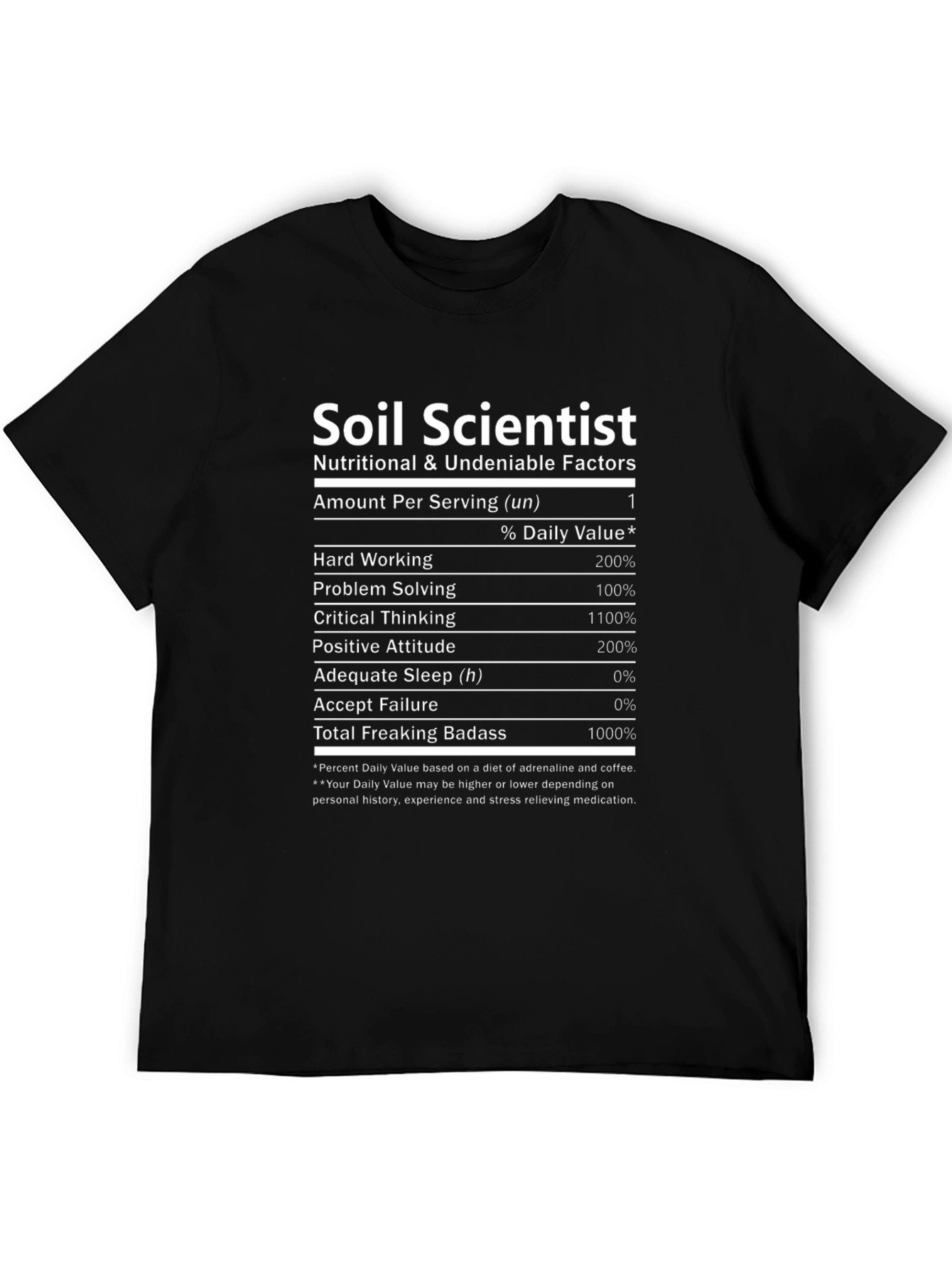 Soil Scientist Nutrition Facts Black T-Shirt