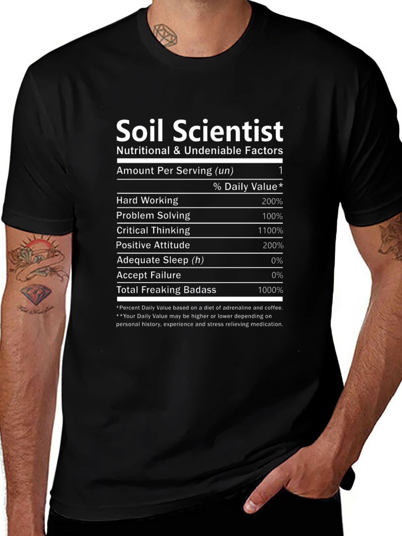 Soil Scientist Nutrition Facts Black T-Shirt