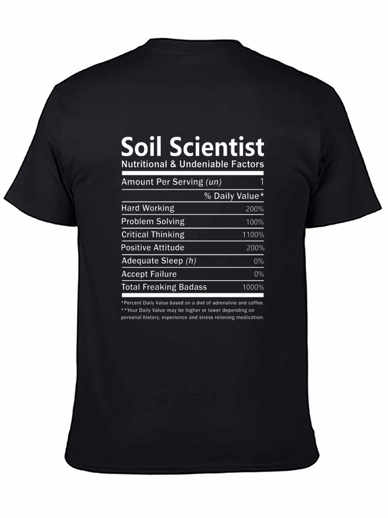 Soil Scientist Nutrition Facts Black T-Shirt
