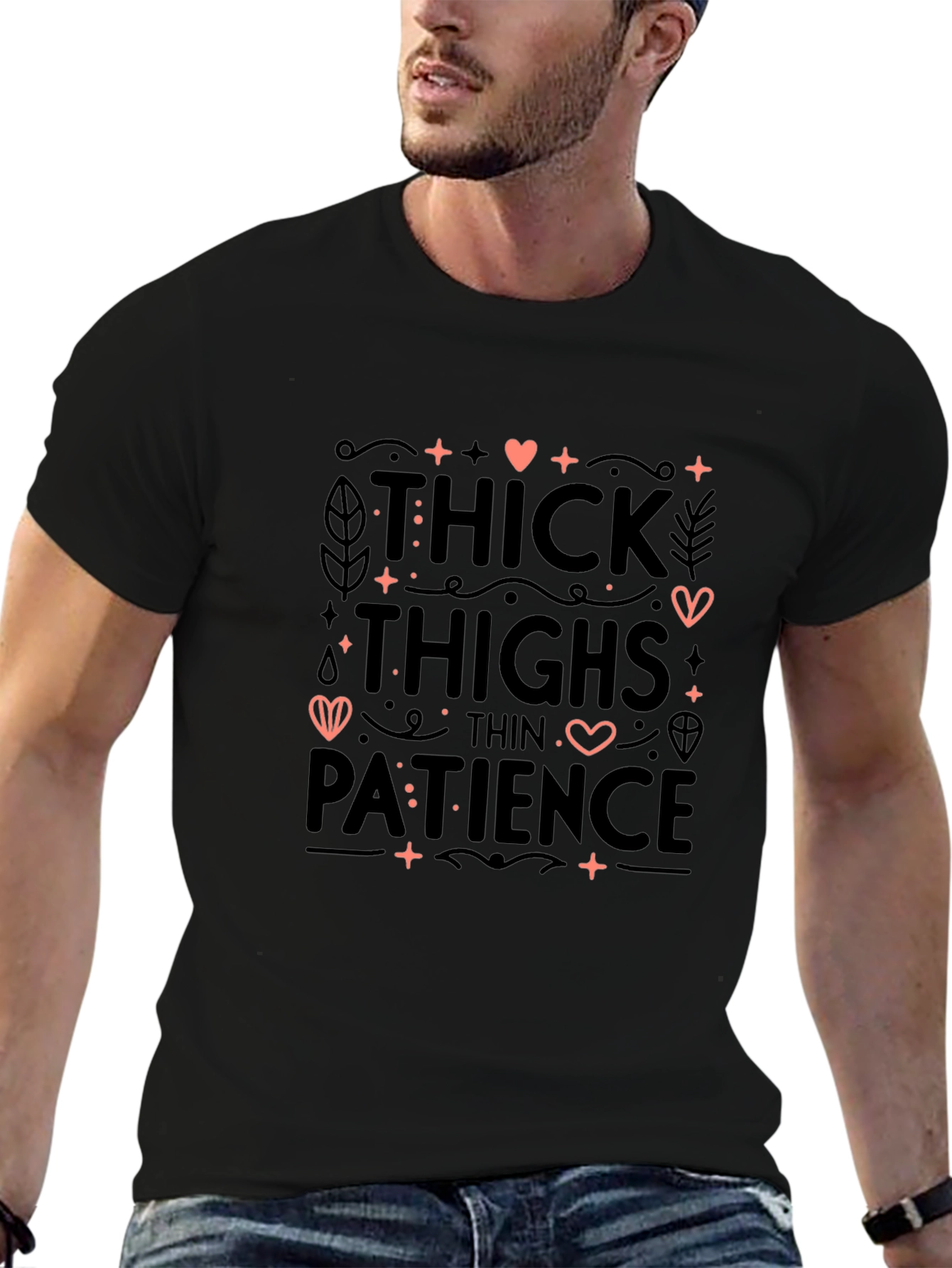 Thick Thighs Thin Patience Graphic Tee - Black