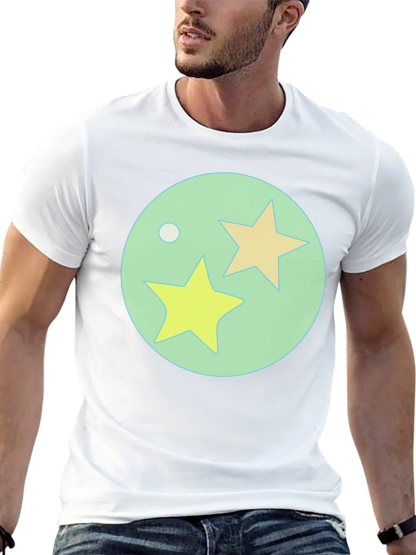 Black T-Shirt with Starry Orb Graphic