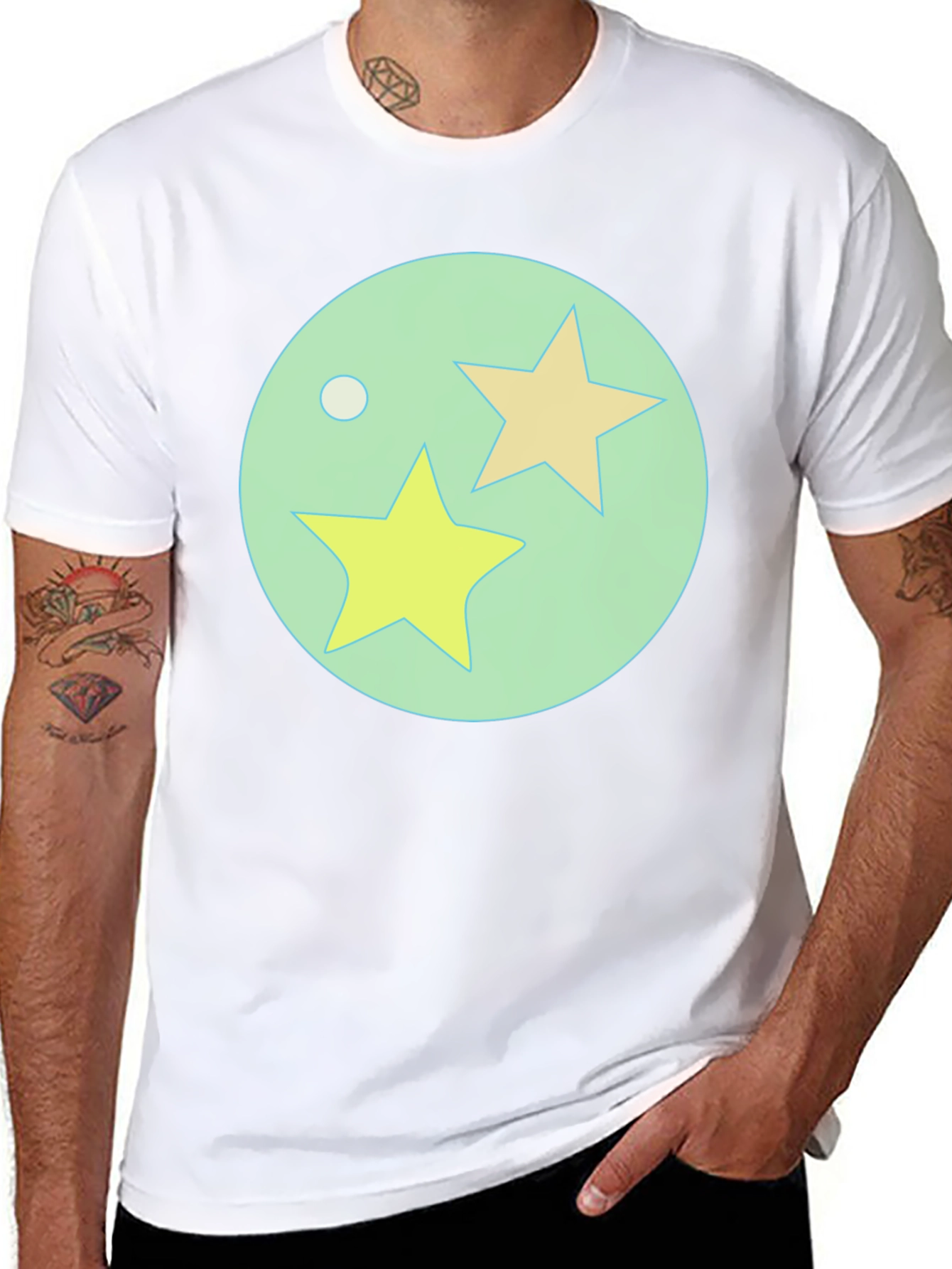 Black T-Shirt with Starry Orb Graphic