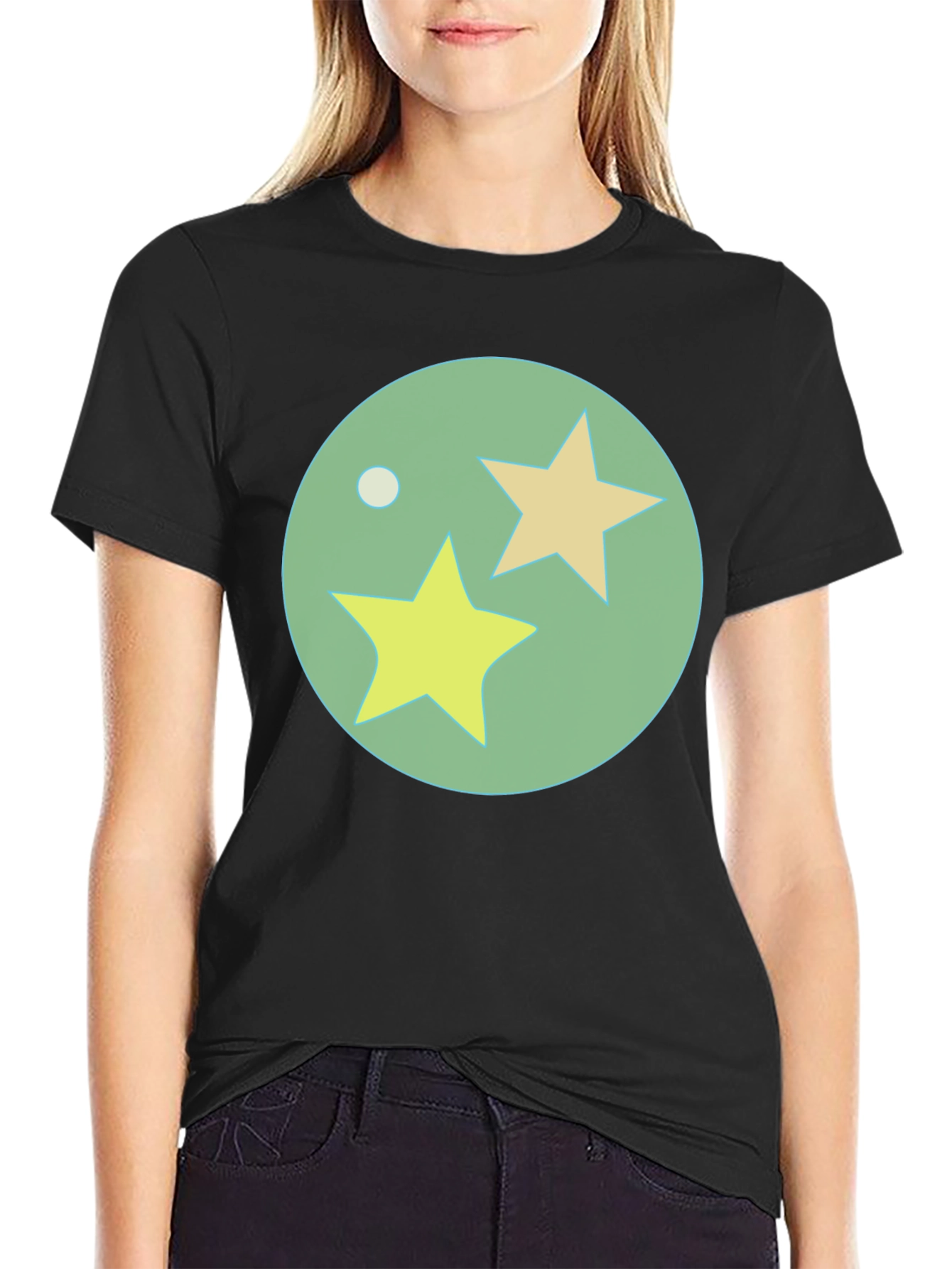 Black T-Shirt with Starry Orb Graphic