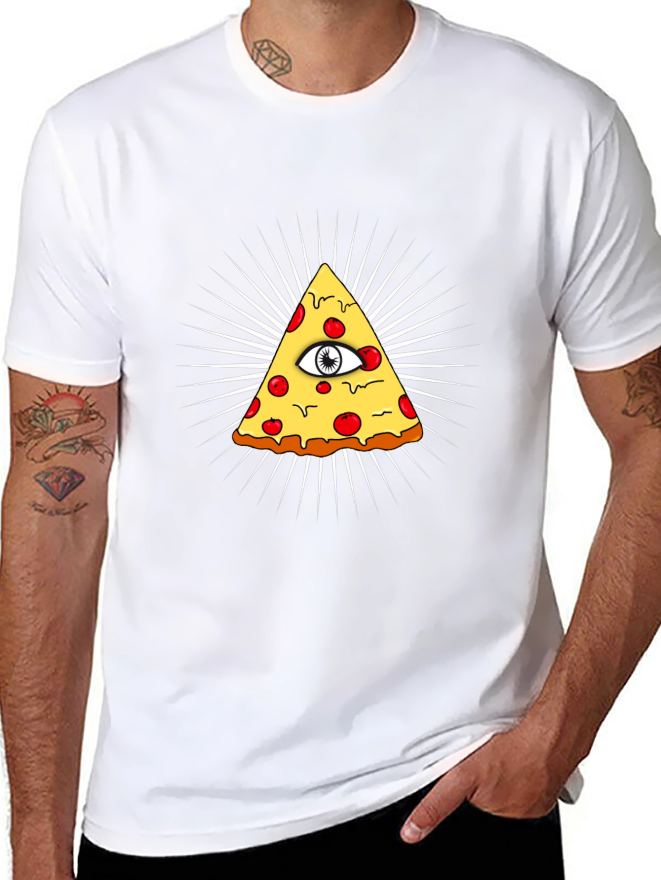 Illuminati Pizza Graphic Black T-Shirt