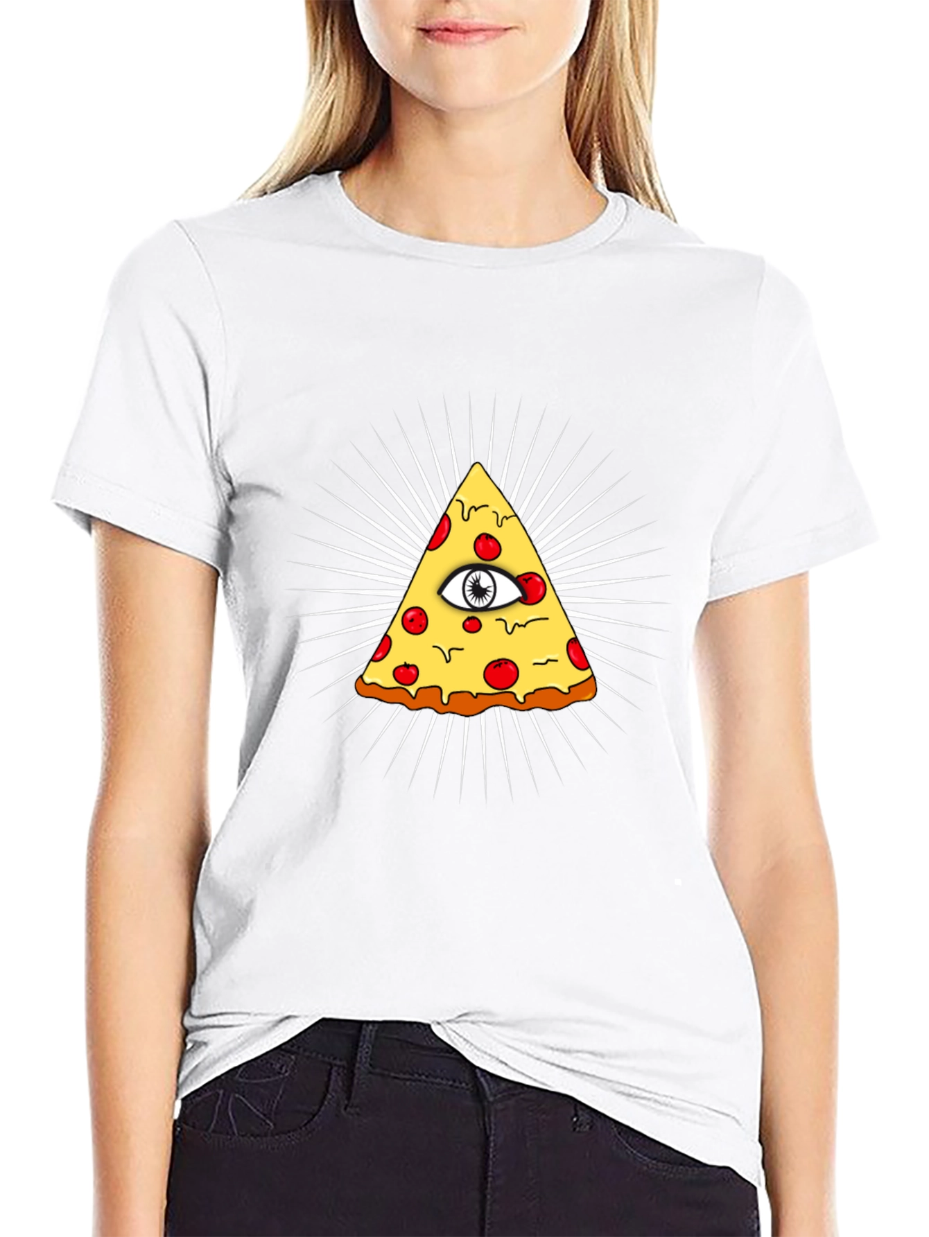 Illuminati Pizza Graphic Black T-Shirt