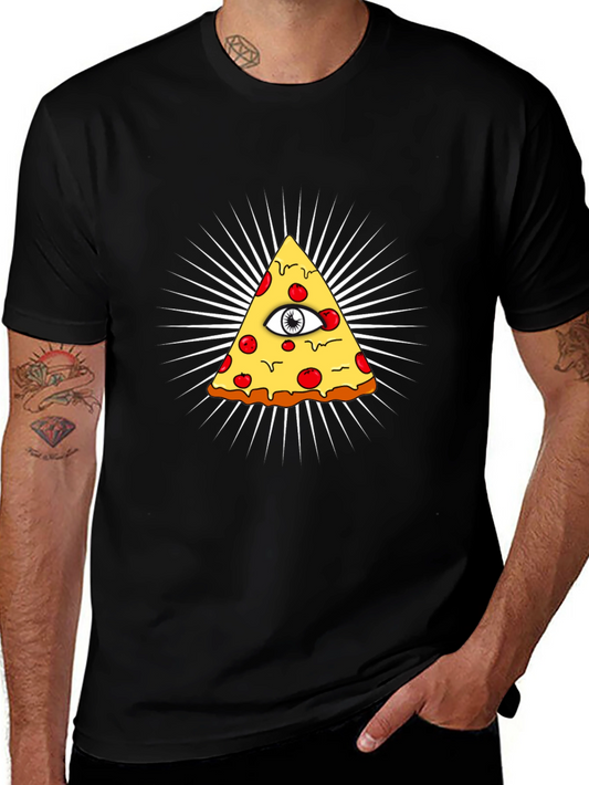 Illuminati Pizza Graphic Black T-Shirt