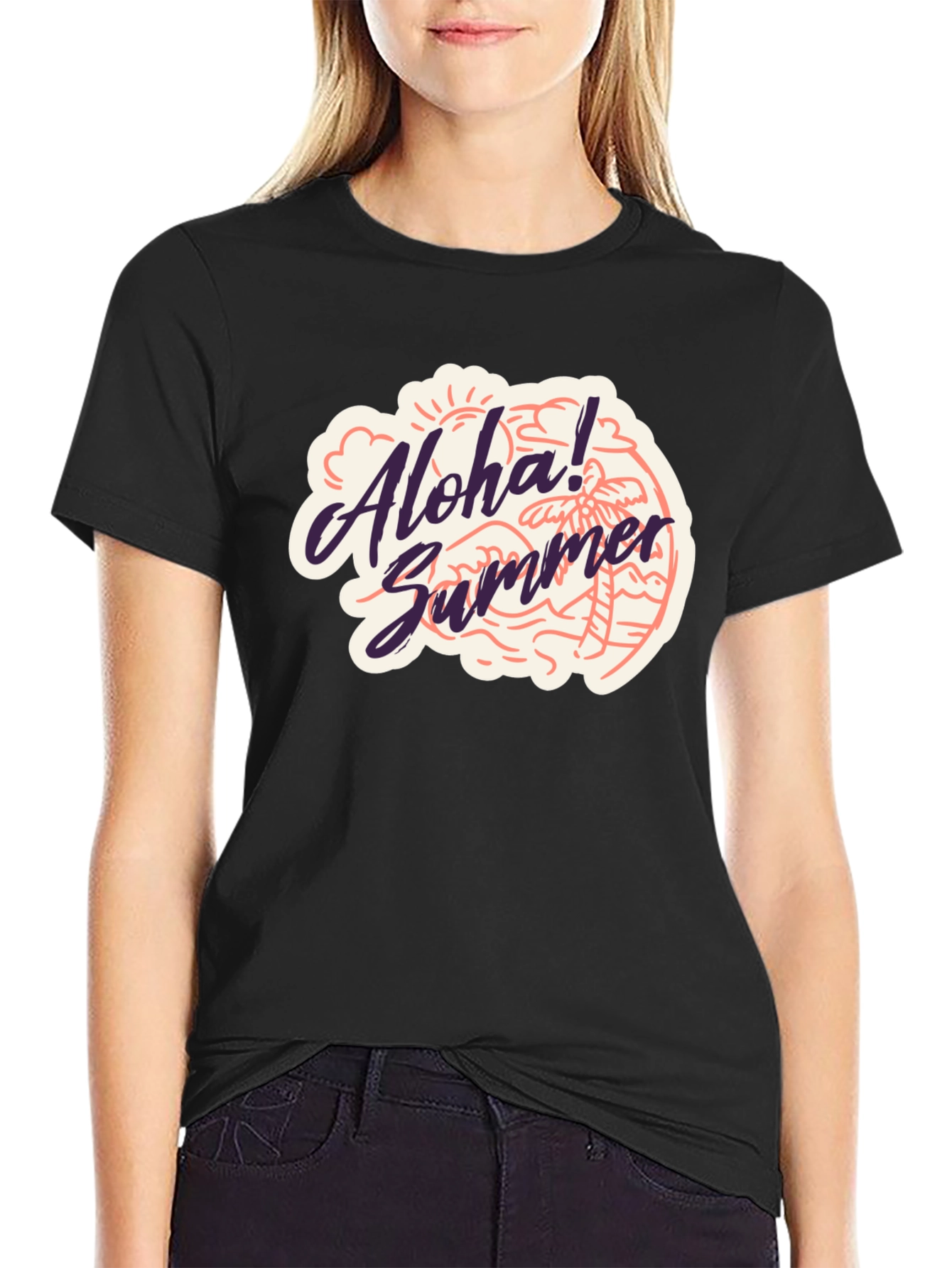Aloha Summer Black T-Shirt - Beach Vibes
