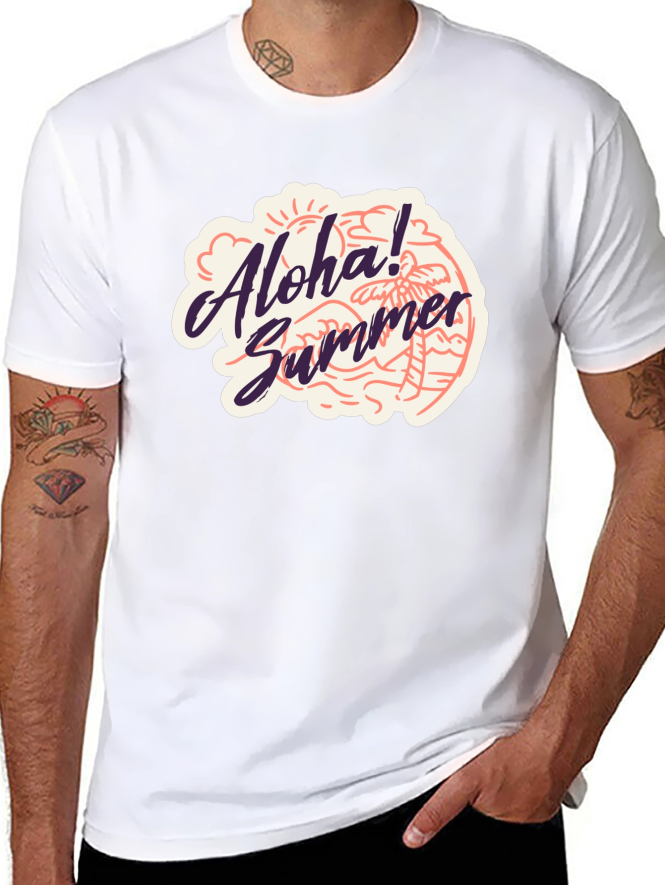Aloha Summer Black T-Shirt - Beach Vibes