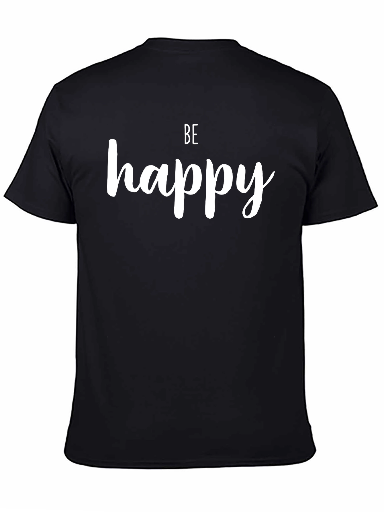 Be Happy Black Graphic Tee - Inspirational Fashion