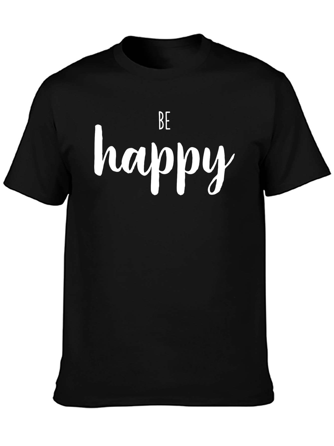 Be Happy Black Graphic Tee - Inspirational Fashion
