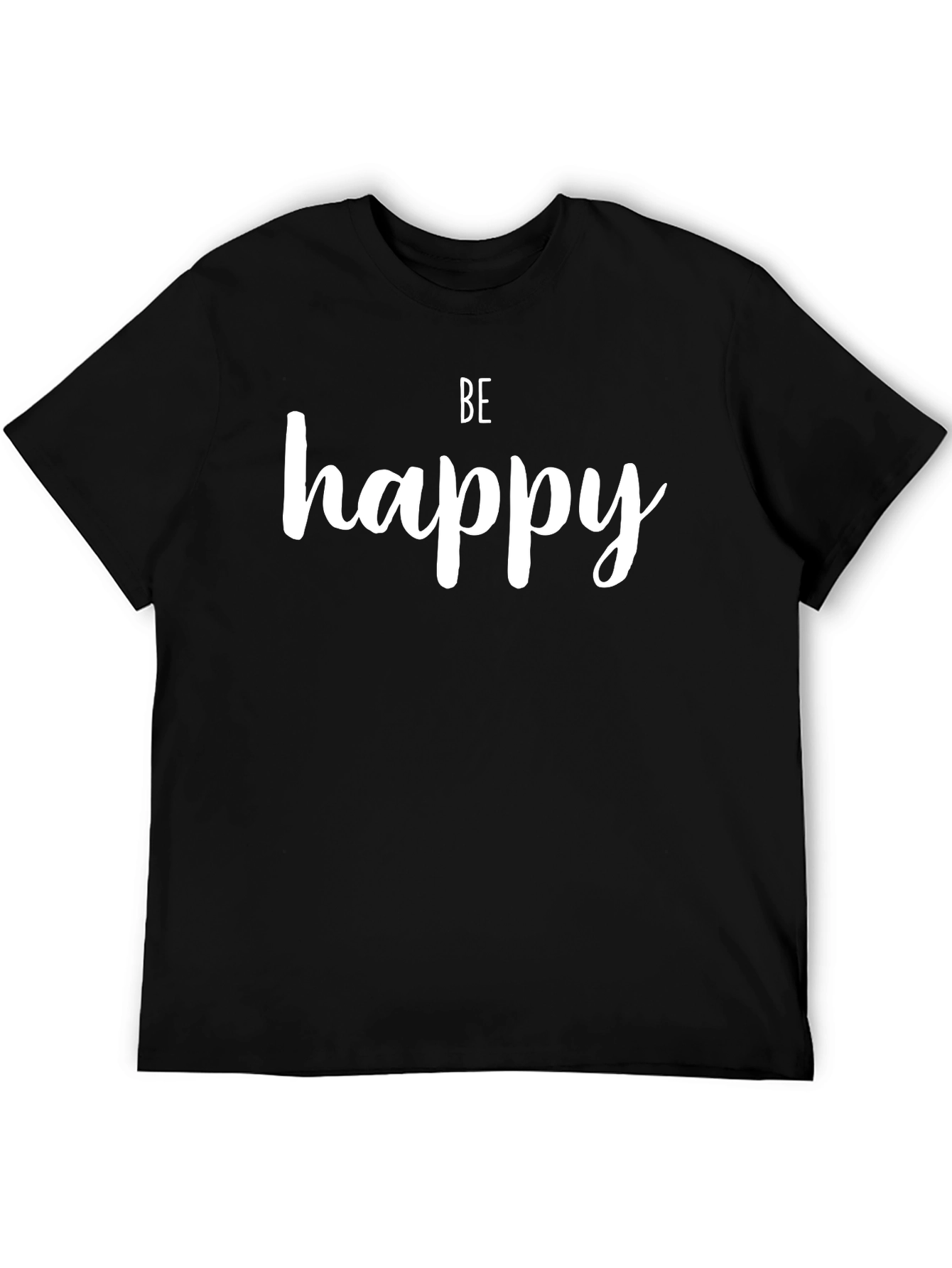 Be Happy Black Graphic Tee - Inspirational Fashion