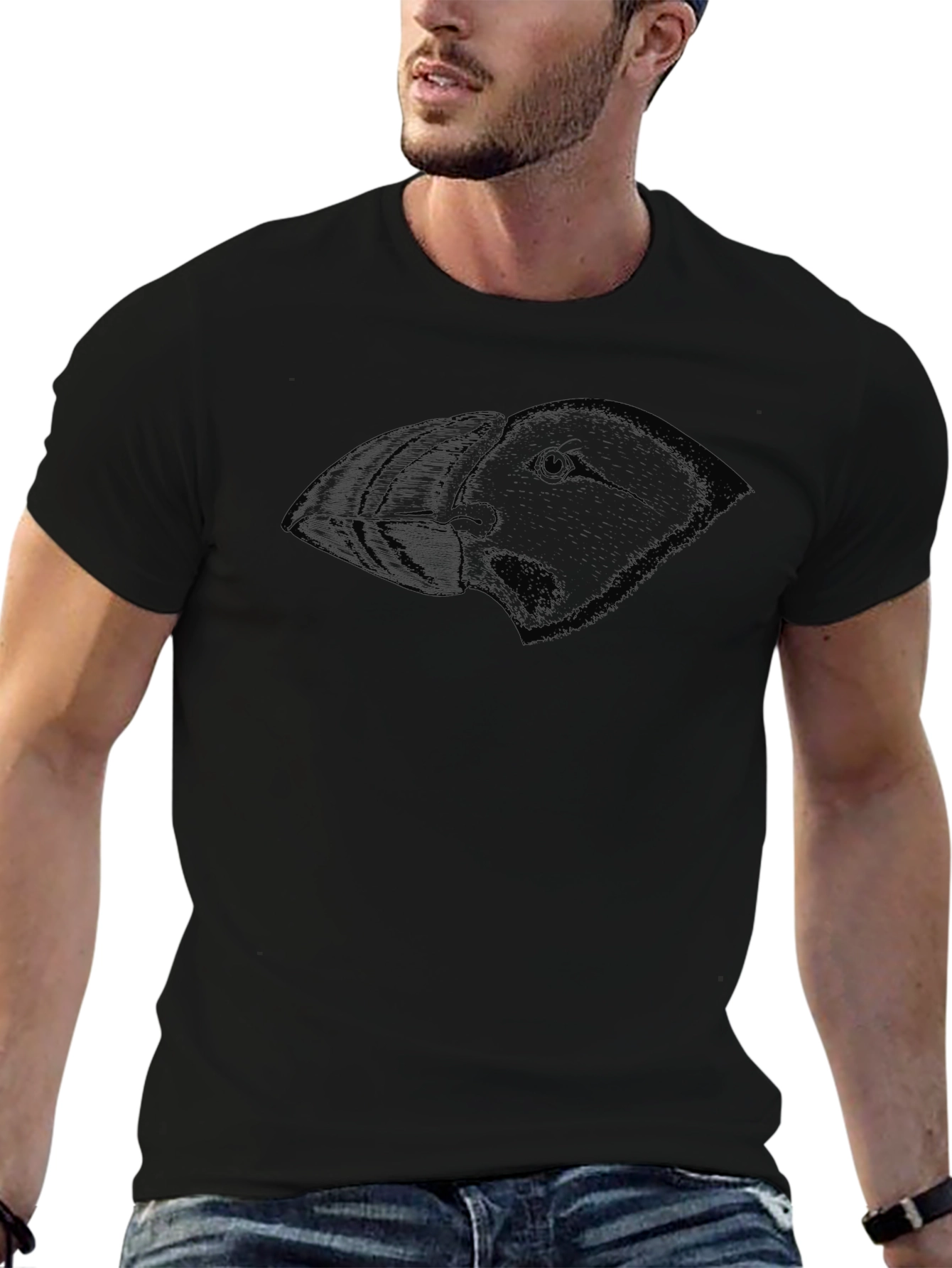 Black Puffin Graphic Tee - Mens Casual T-Shirt