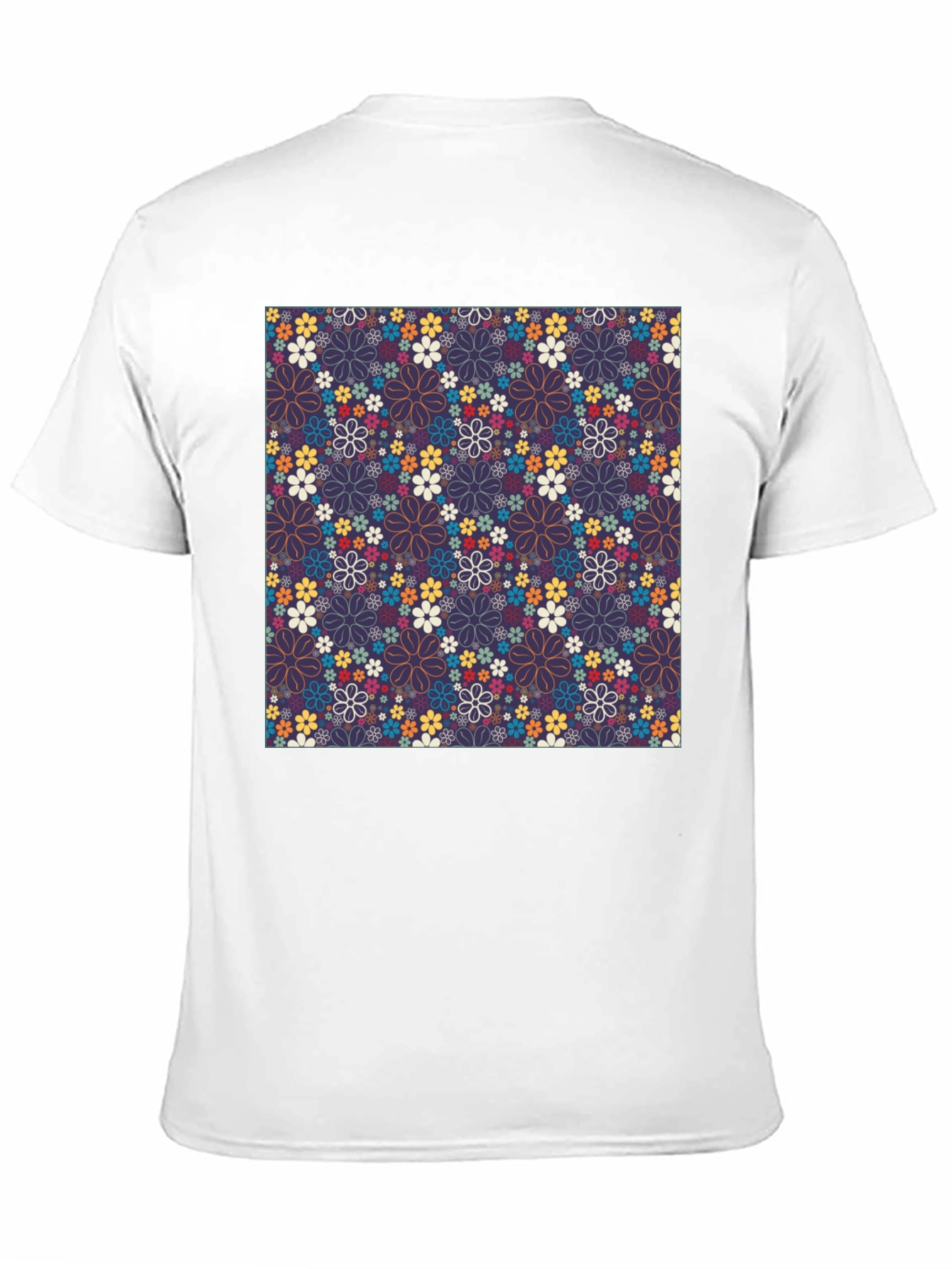 Floral Print Crew Neck T-Shirt - Black