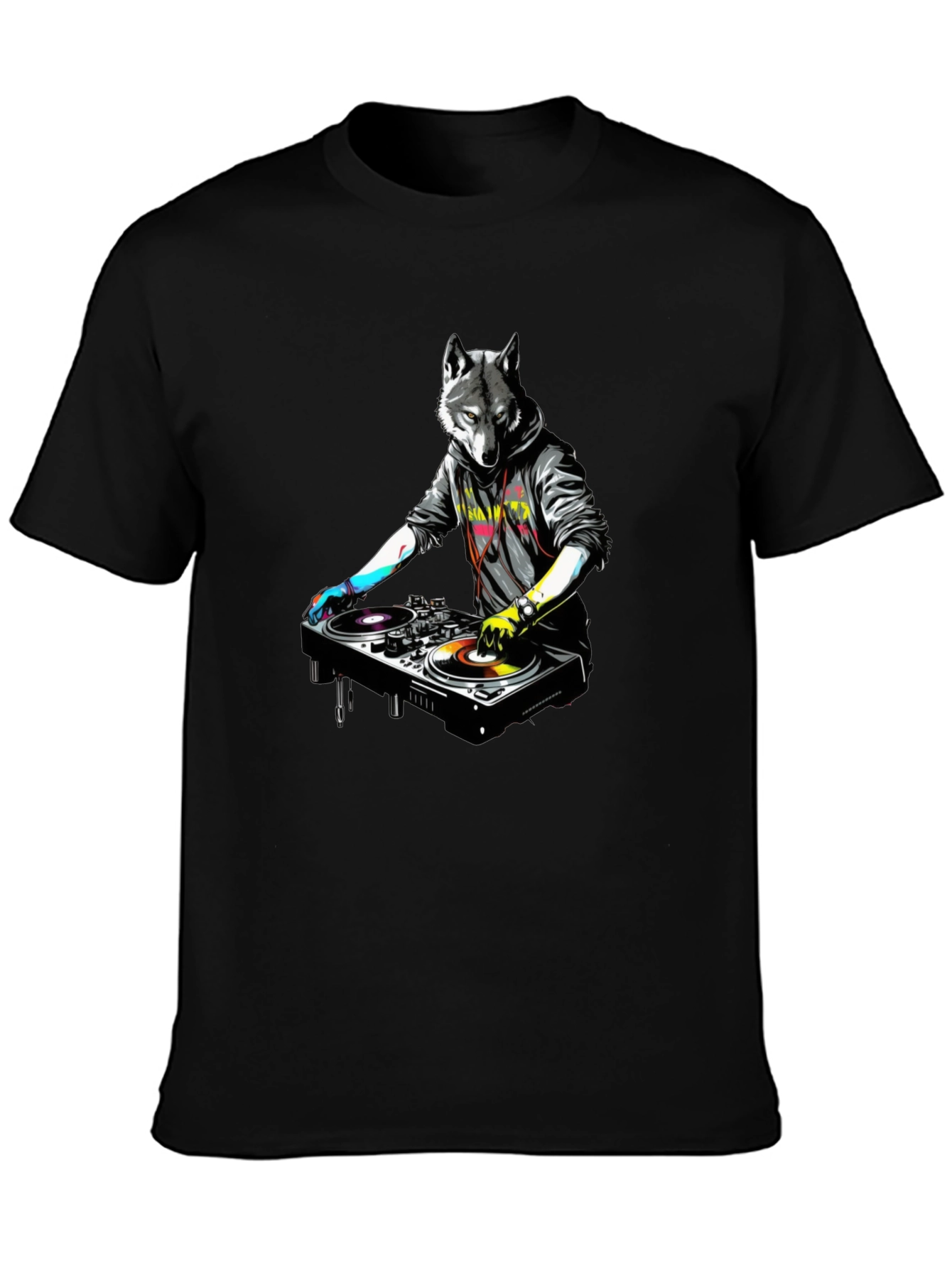 DJ Wolf Graphic Tee - Cool & Unique Design
