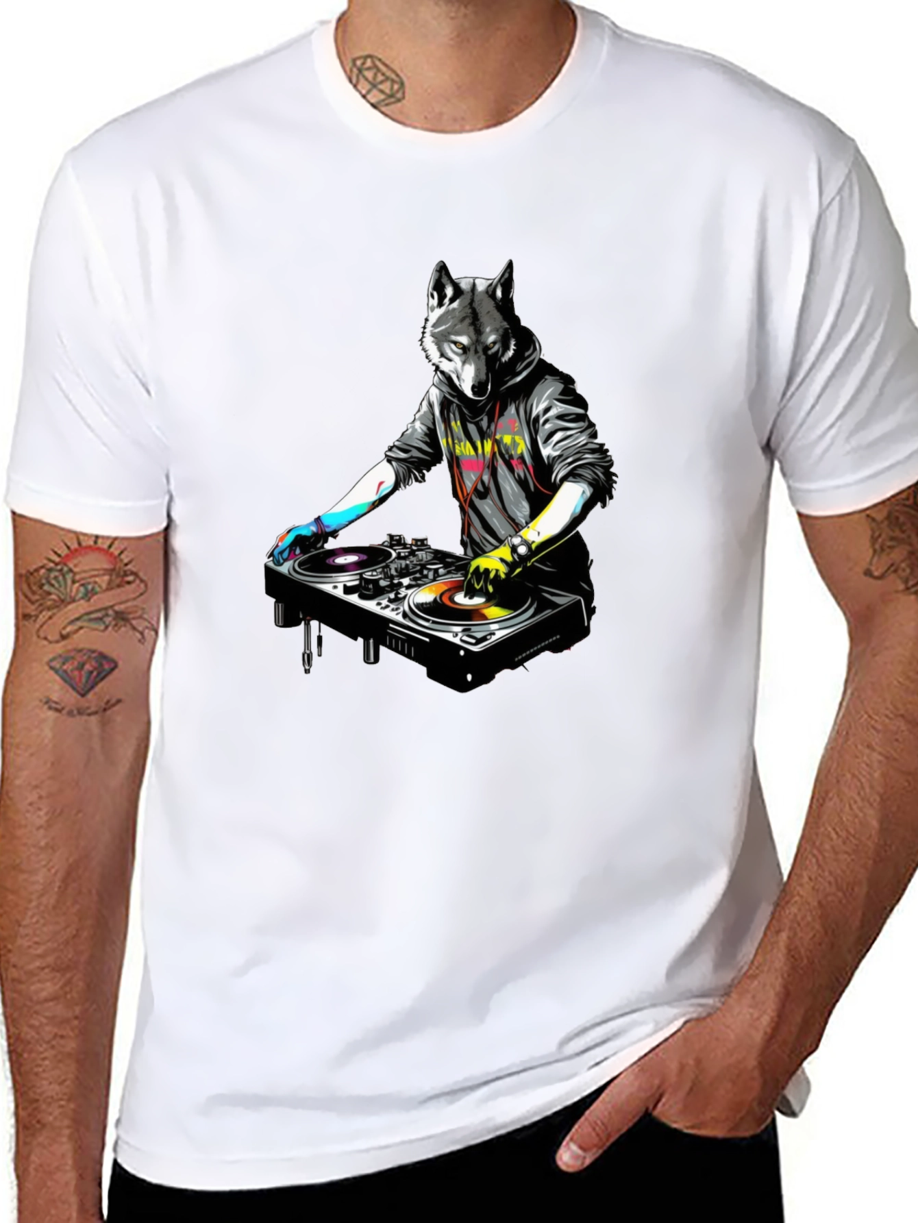 DJ Wolf Graphic Tee - Cool & Unique Design