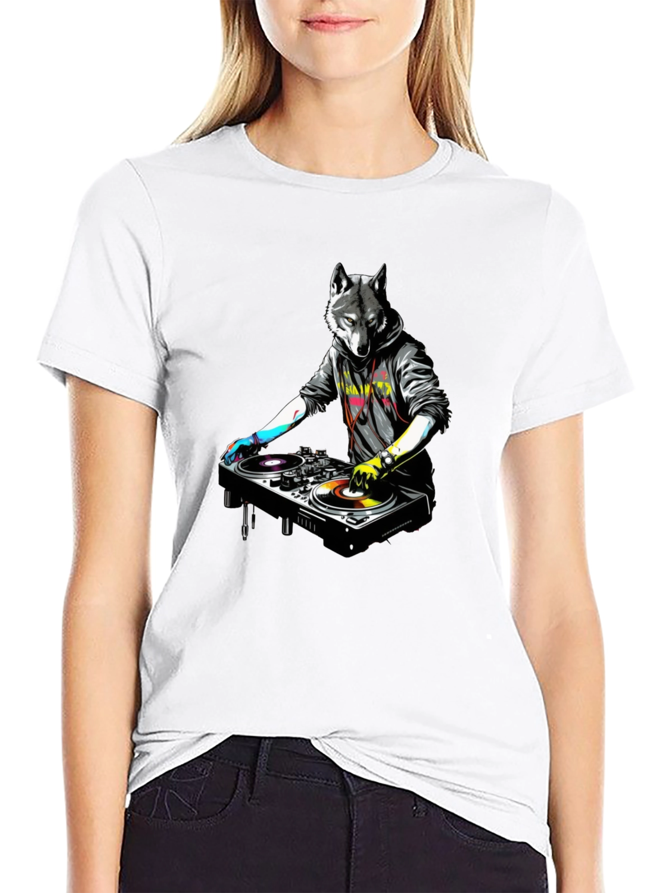 DJ Wolf Graphic Tee - Cool & Unique Design