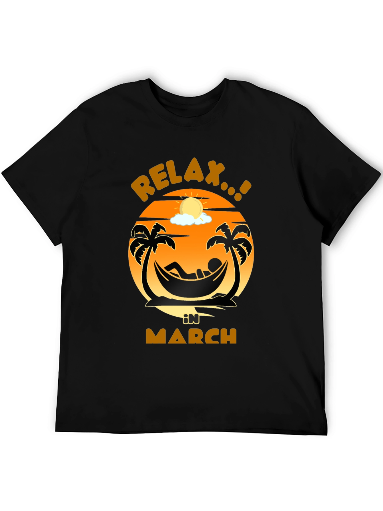 Relax in March Black Graphic T-Shirt