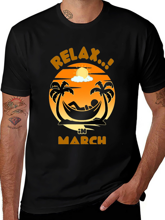 Relax in March Black Graphic T-Shirt