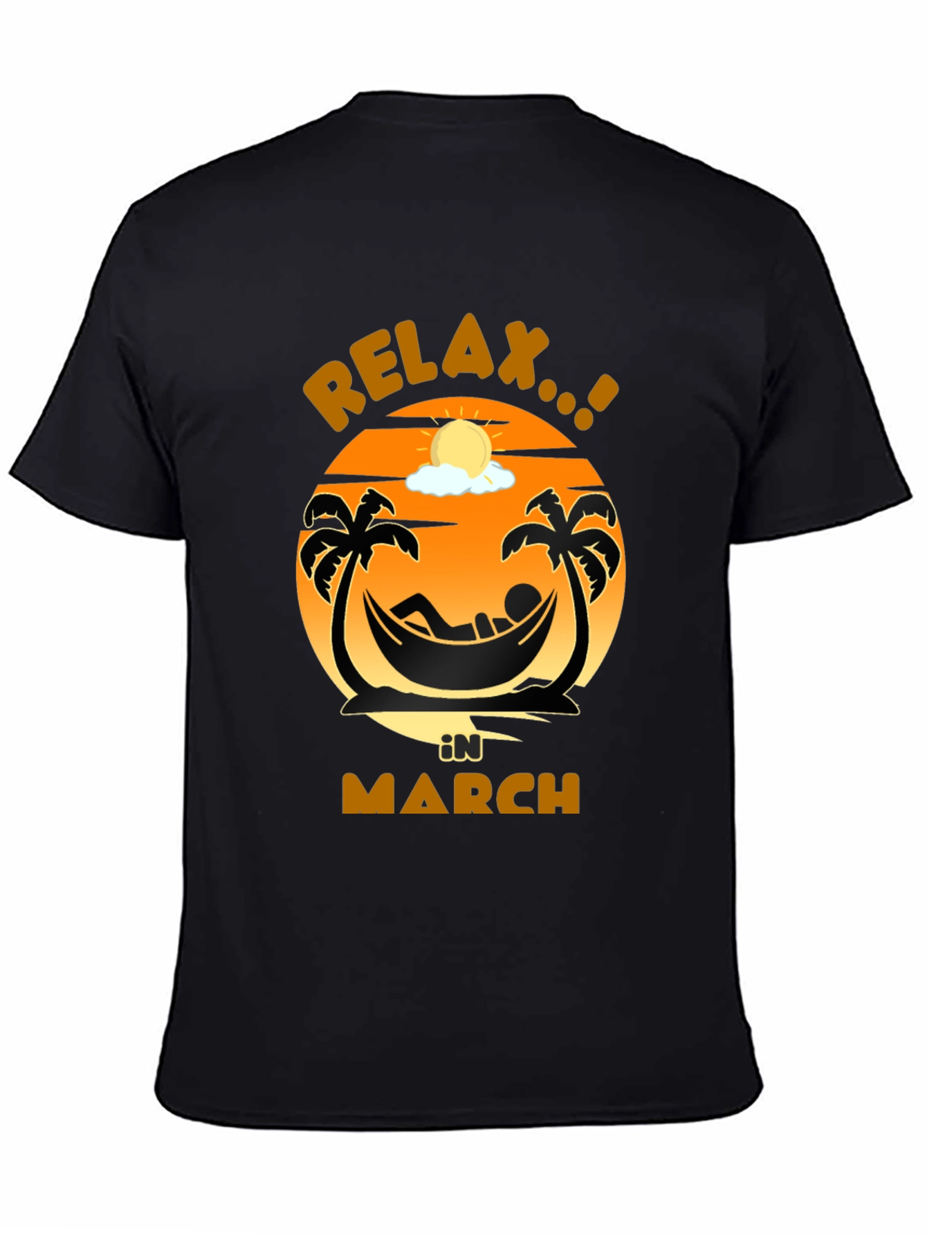 Relax in March Black Graphic T-Shirt