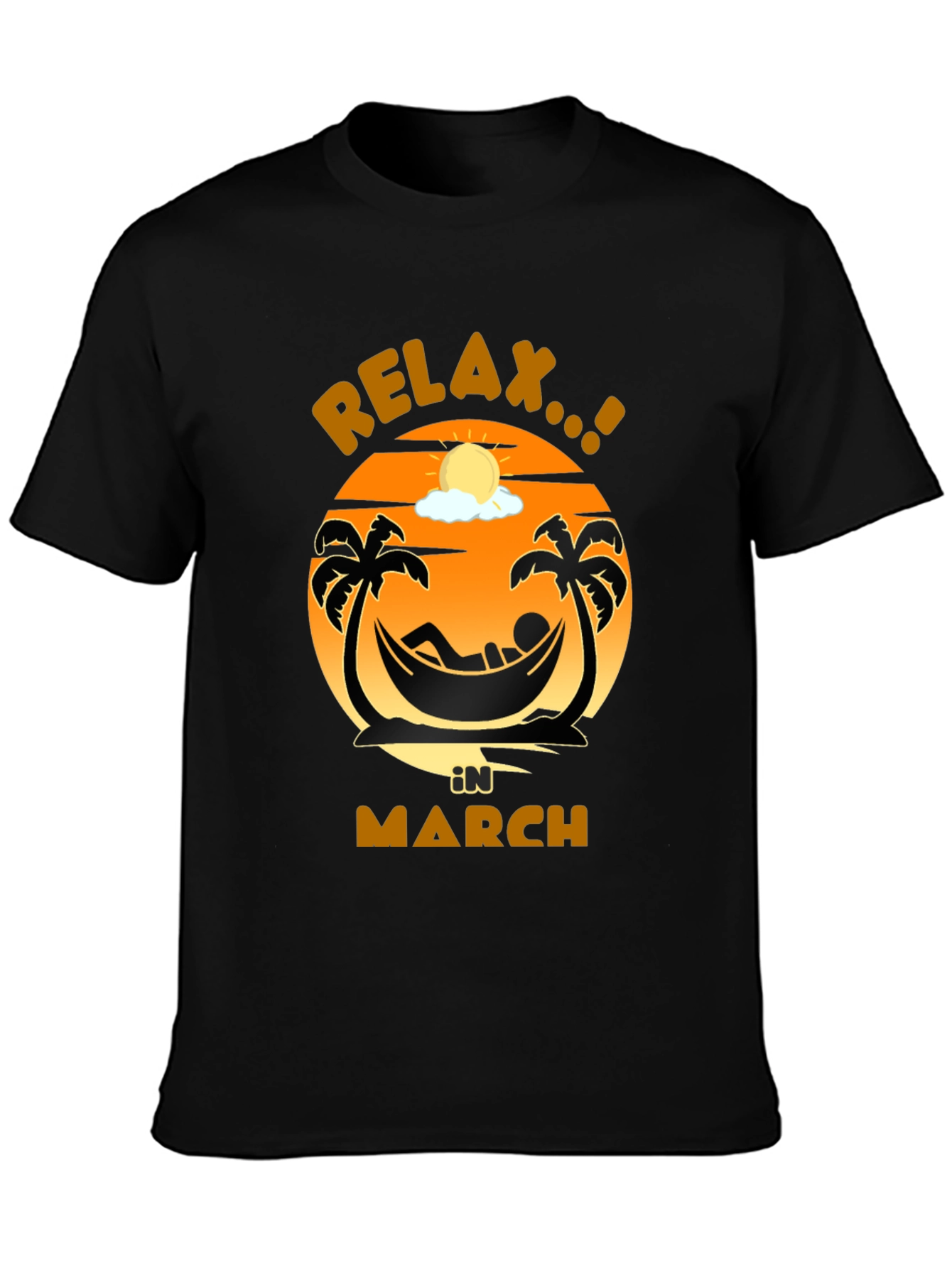 Relax in March Black Graphic T-Shirt