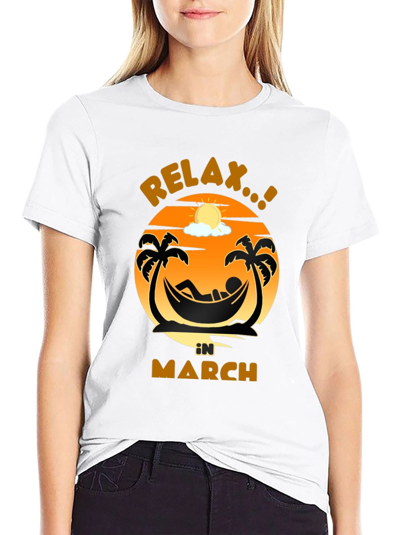 Relax in March Black Graphic T-Shirt