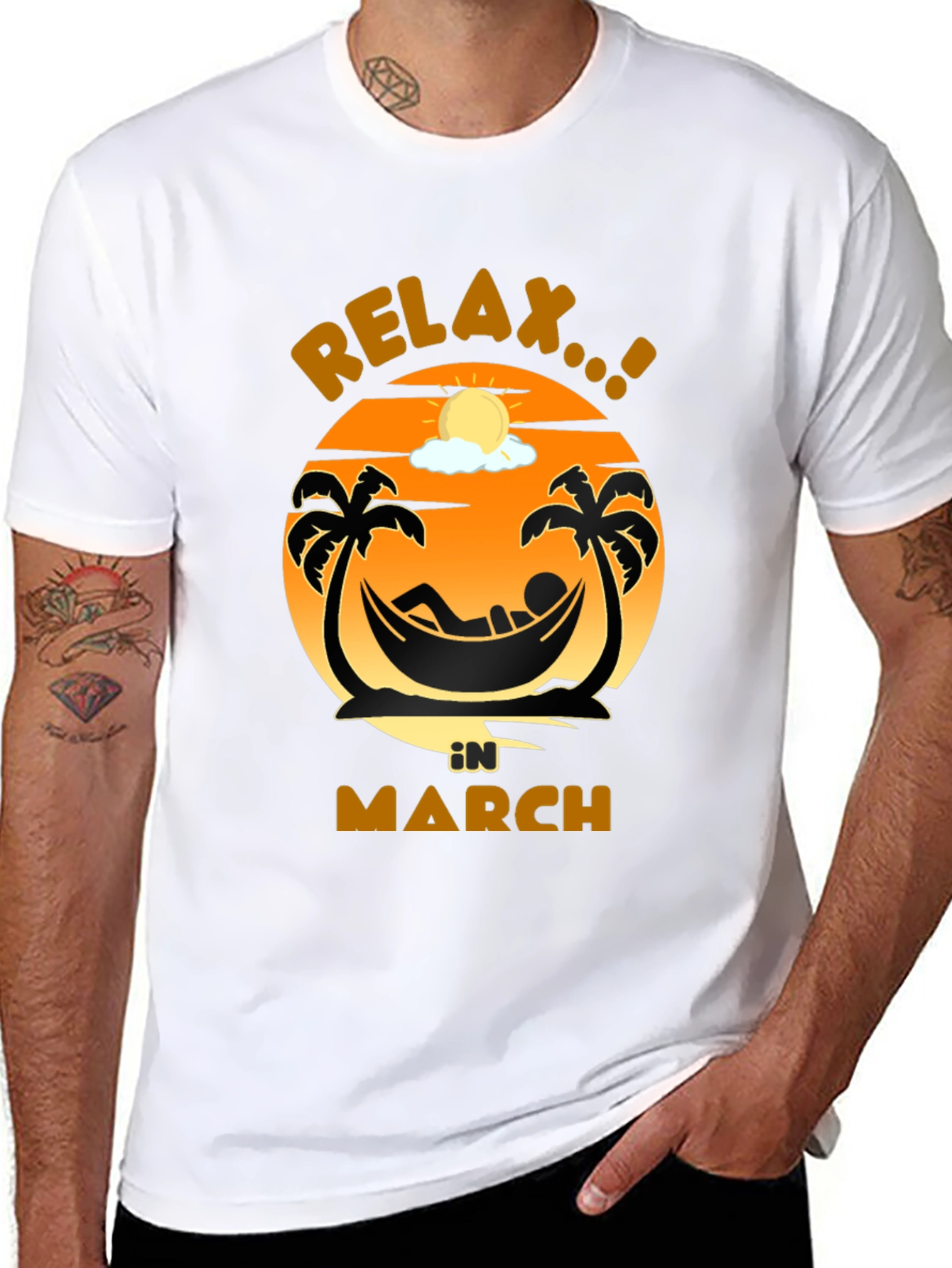 Relax in March Black Graphic T-Shirt