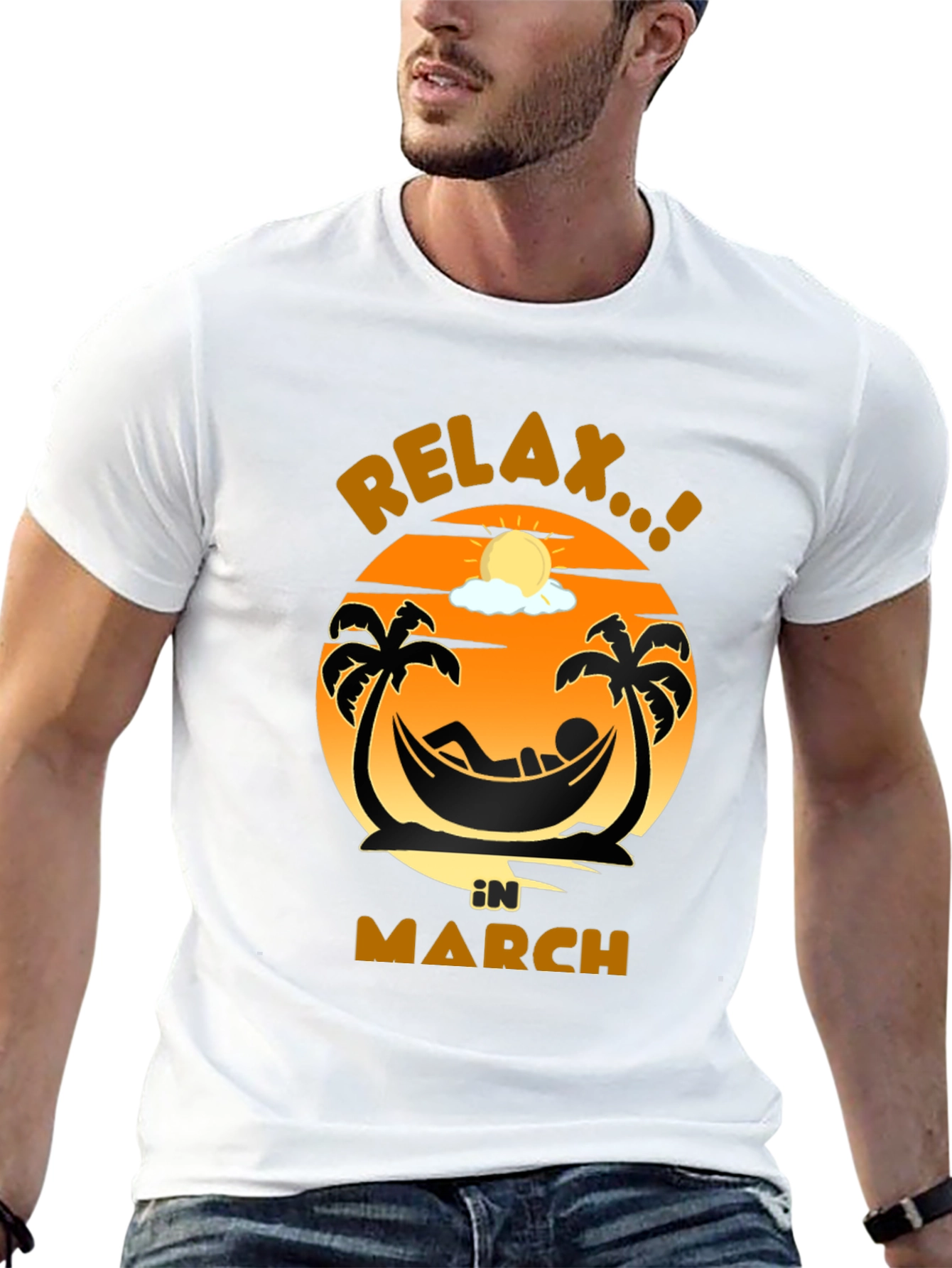 Relax in March Black Graphic T-Shirt