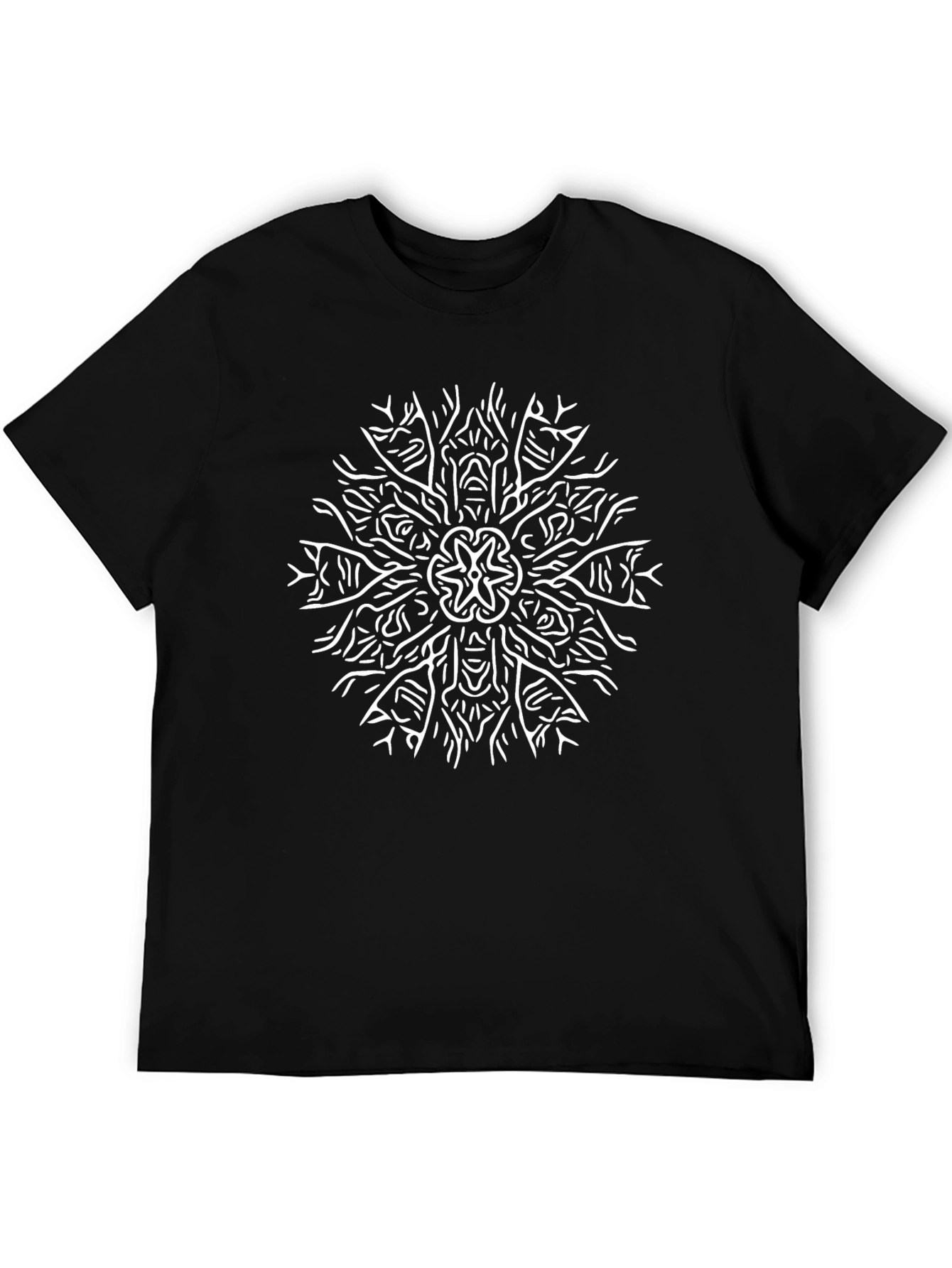 Abstract Snowflake Graphic T-Shirt - Black