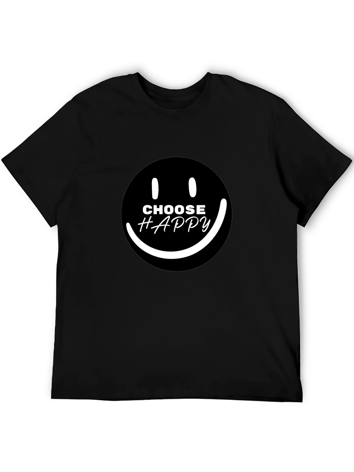 Choose Happy Smiley Face Graphic Black T-Shirt