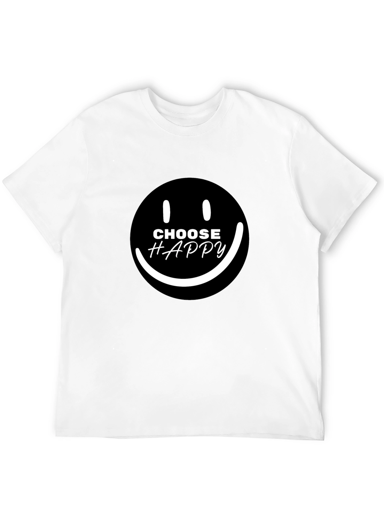 Choose Happy Smiley Face Graphic Black T-Shirt