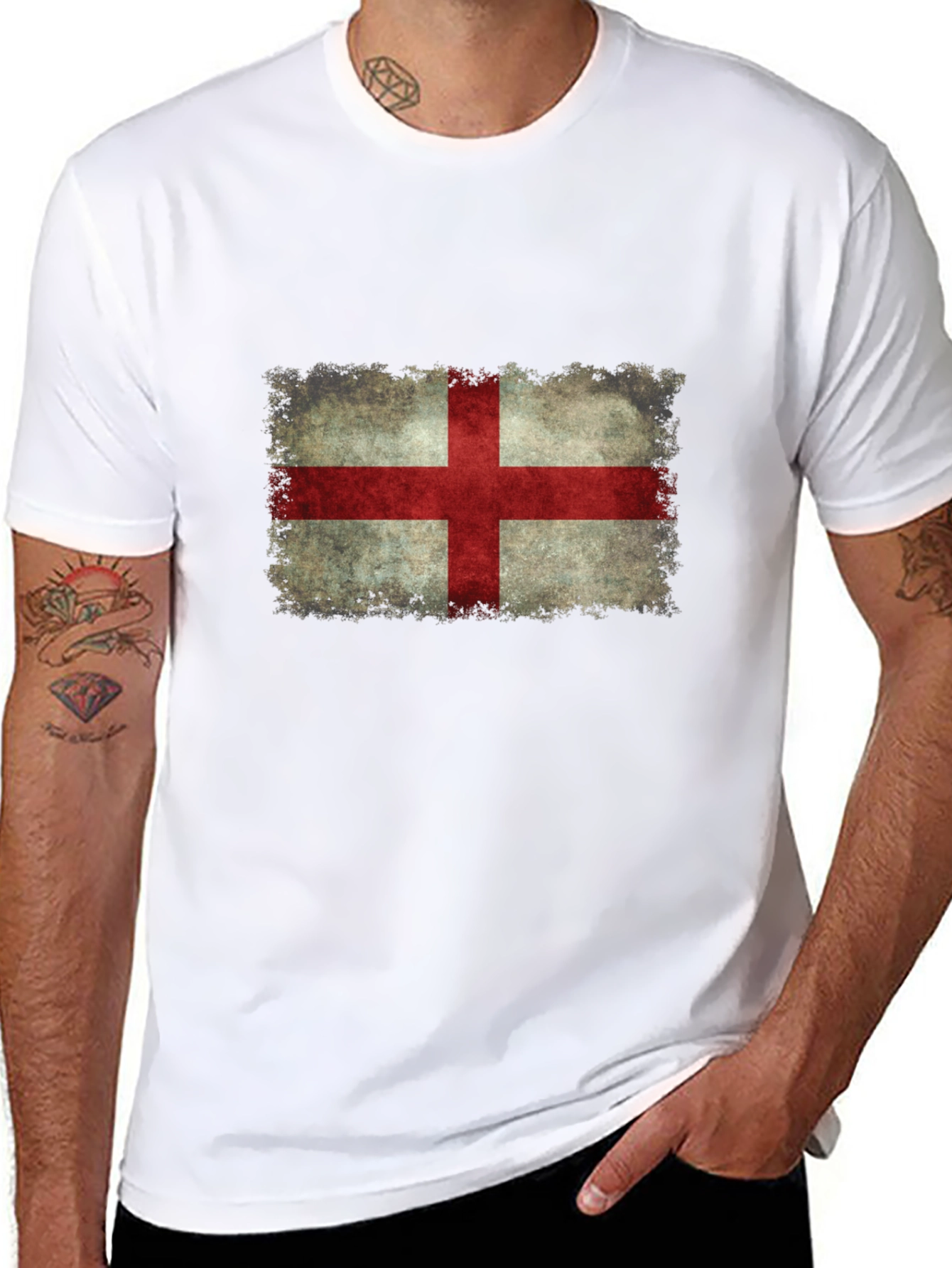England Flag Distressed Graphic T-Shirt