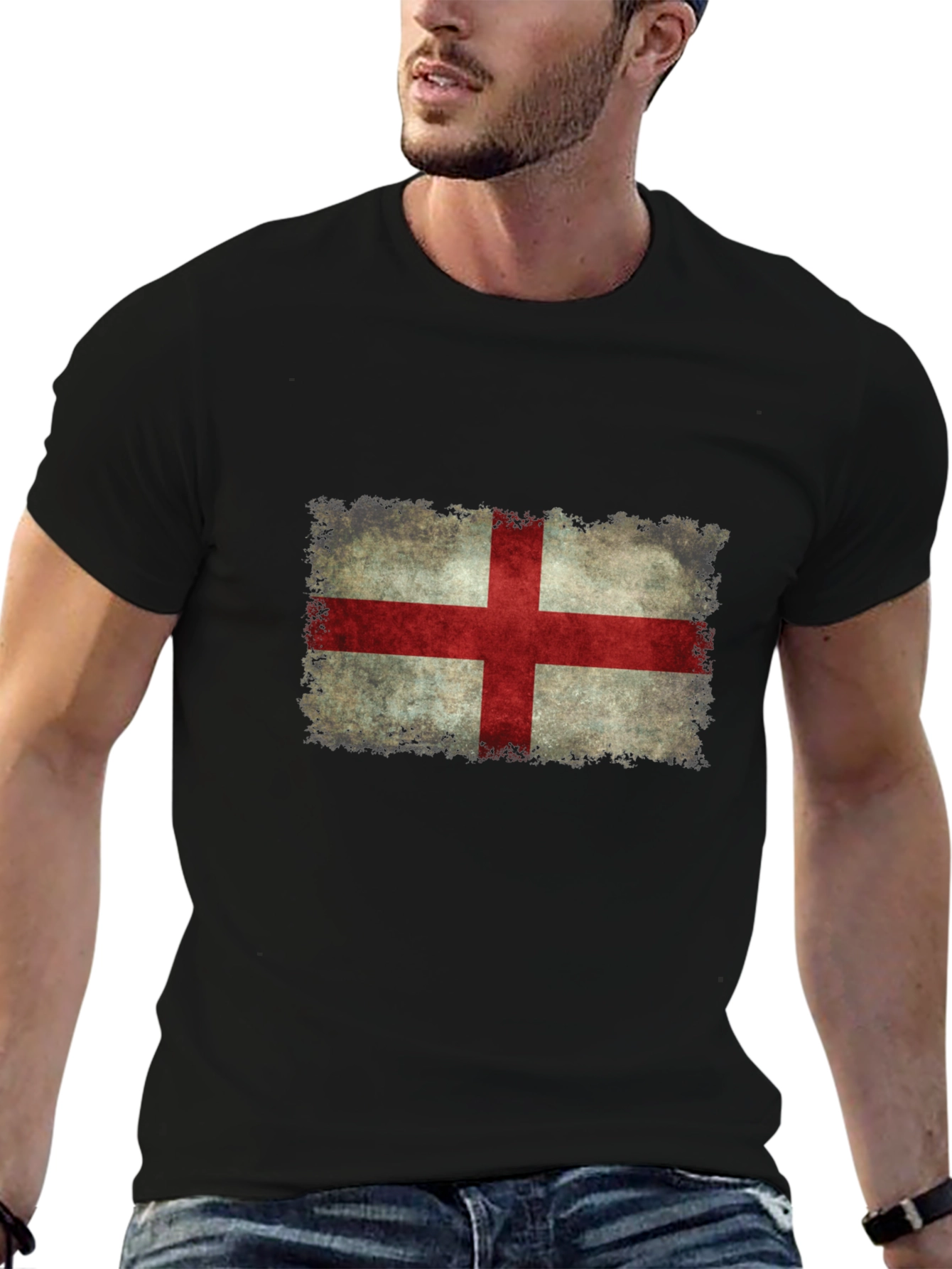 England Flag Distressed Graphic T-Shirt
