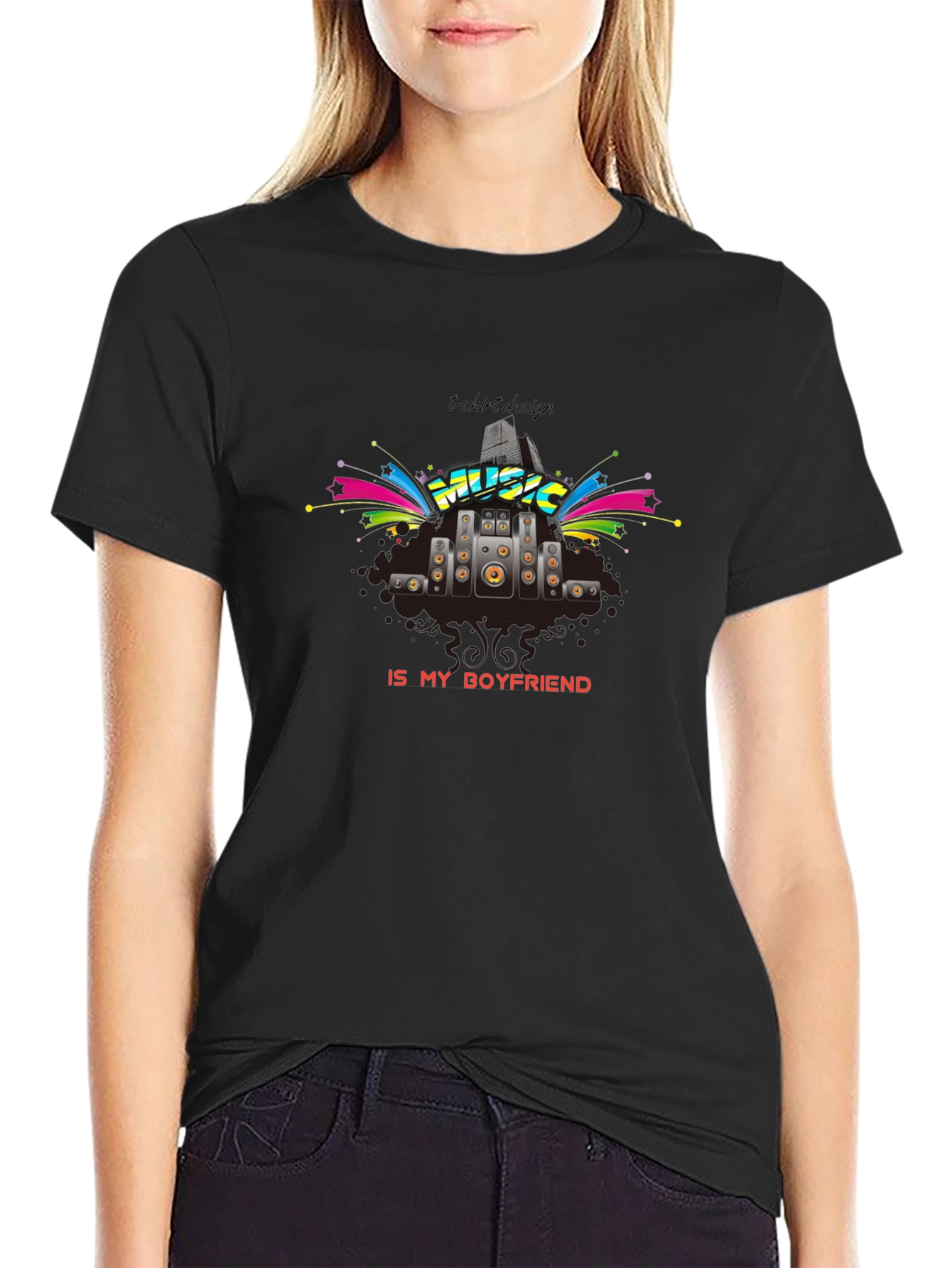 Music is My Boyfriend T-Shirt - Black Graphic Tee