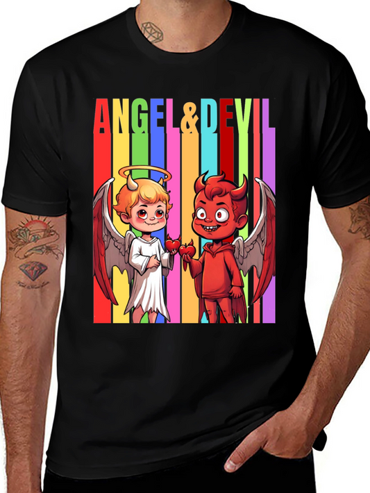 Angel & Devil Graphic Tee - Colorful Fun