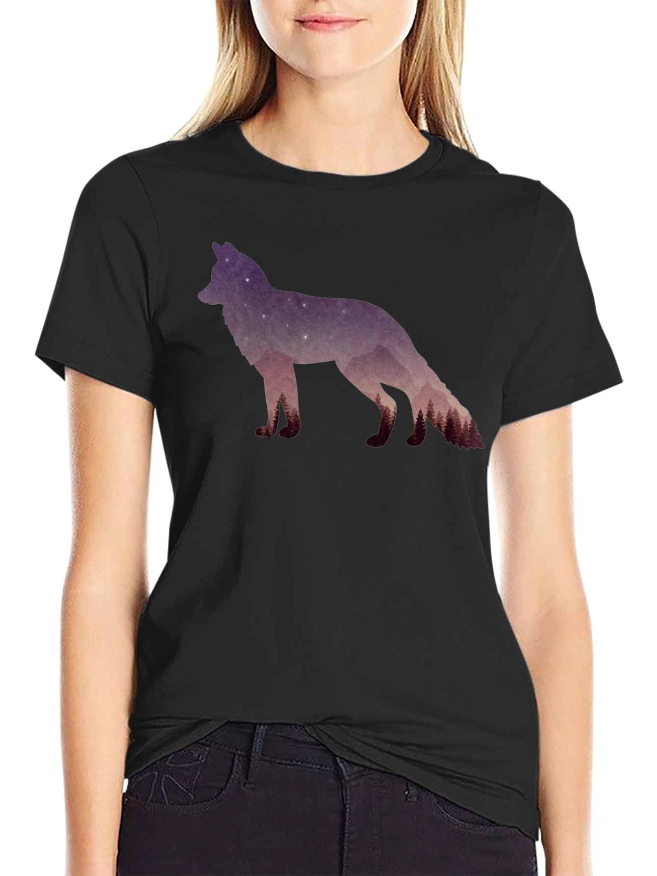 Galaxy Wolf Silhouette T-Shirt