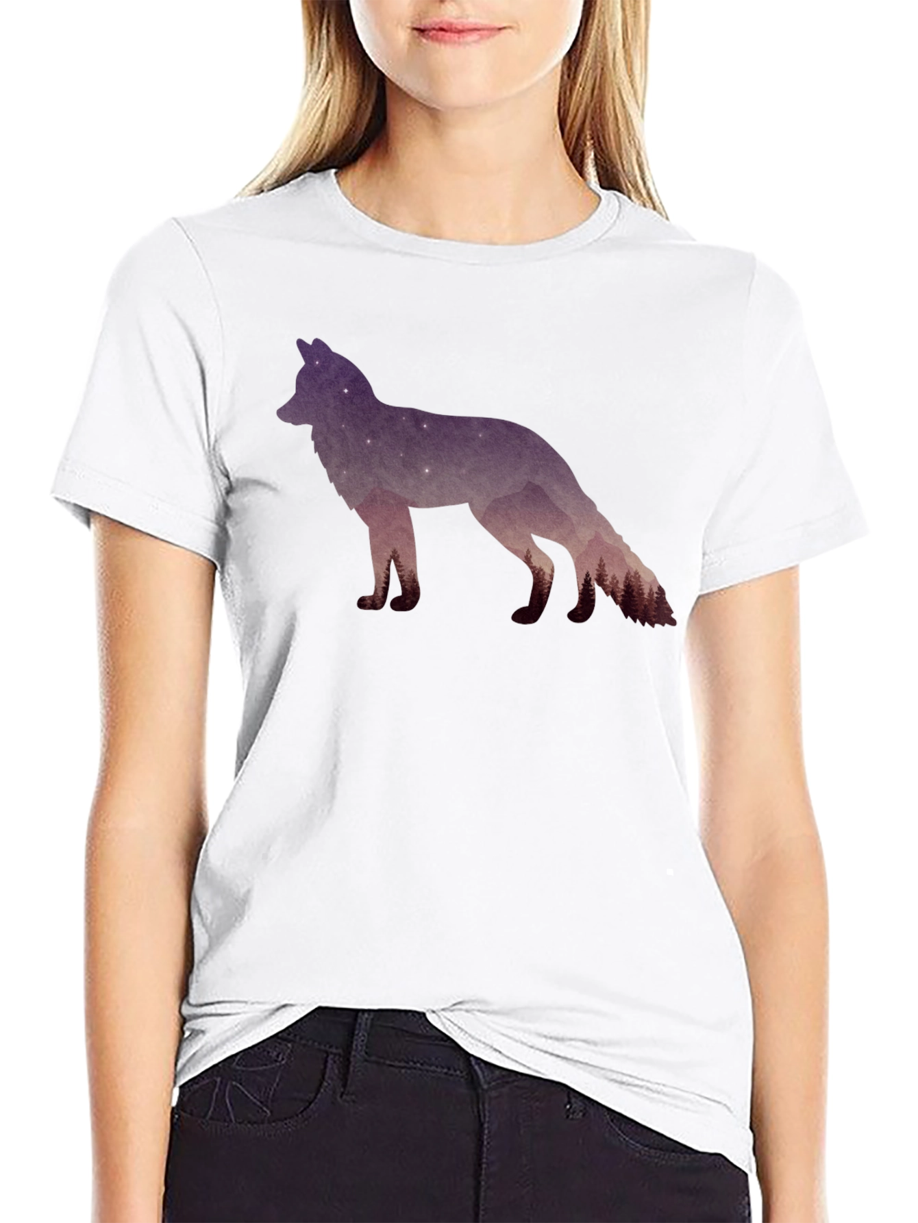 Galaxy Wolf Silhouette T-Shirt