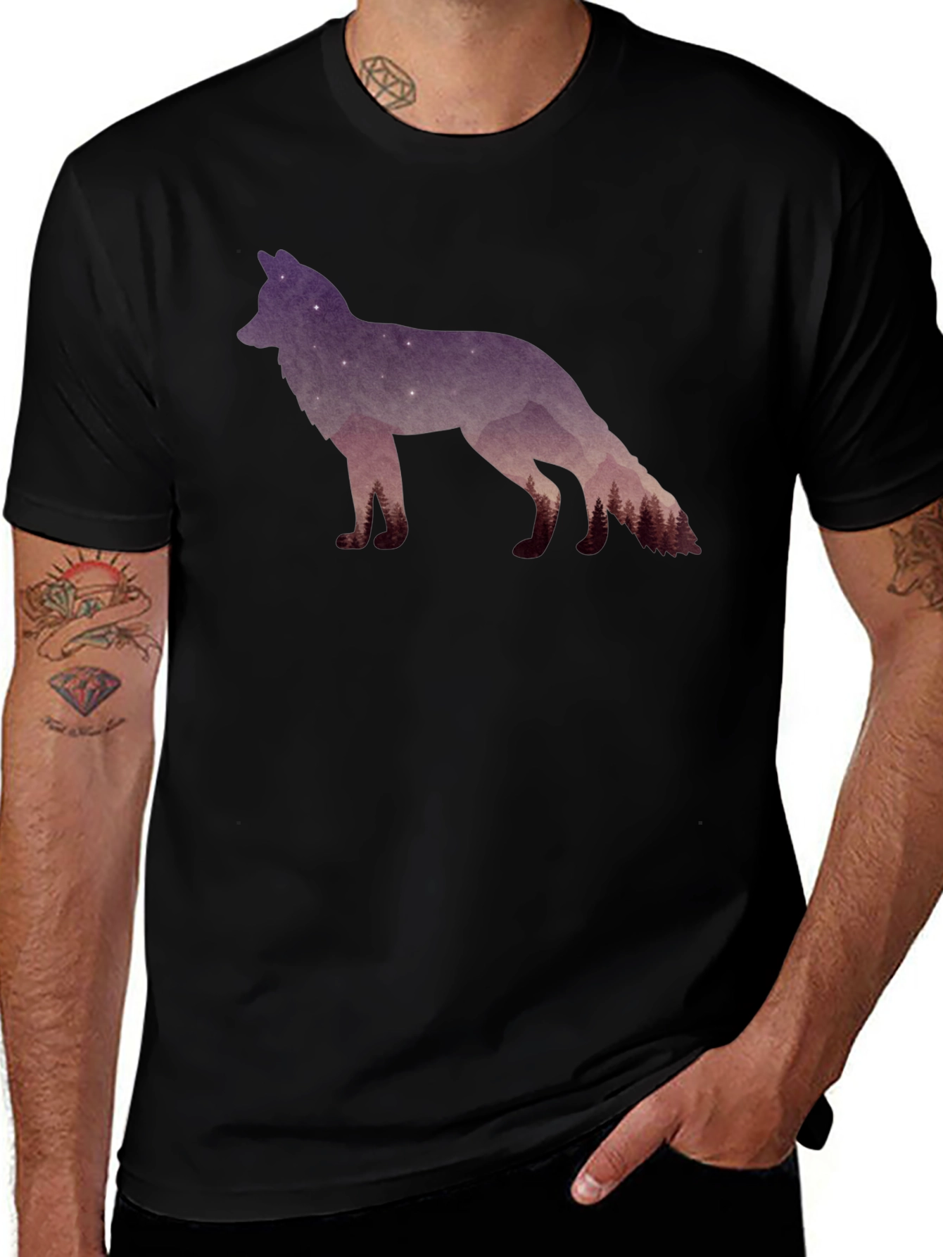 Galaxy Wolf Silhouette T-Shirt