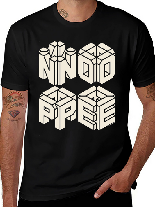 Optical Illusion Graphic Tee - NNOO PPEE Black T-Shirt