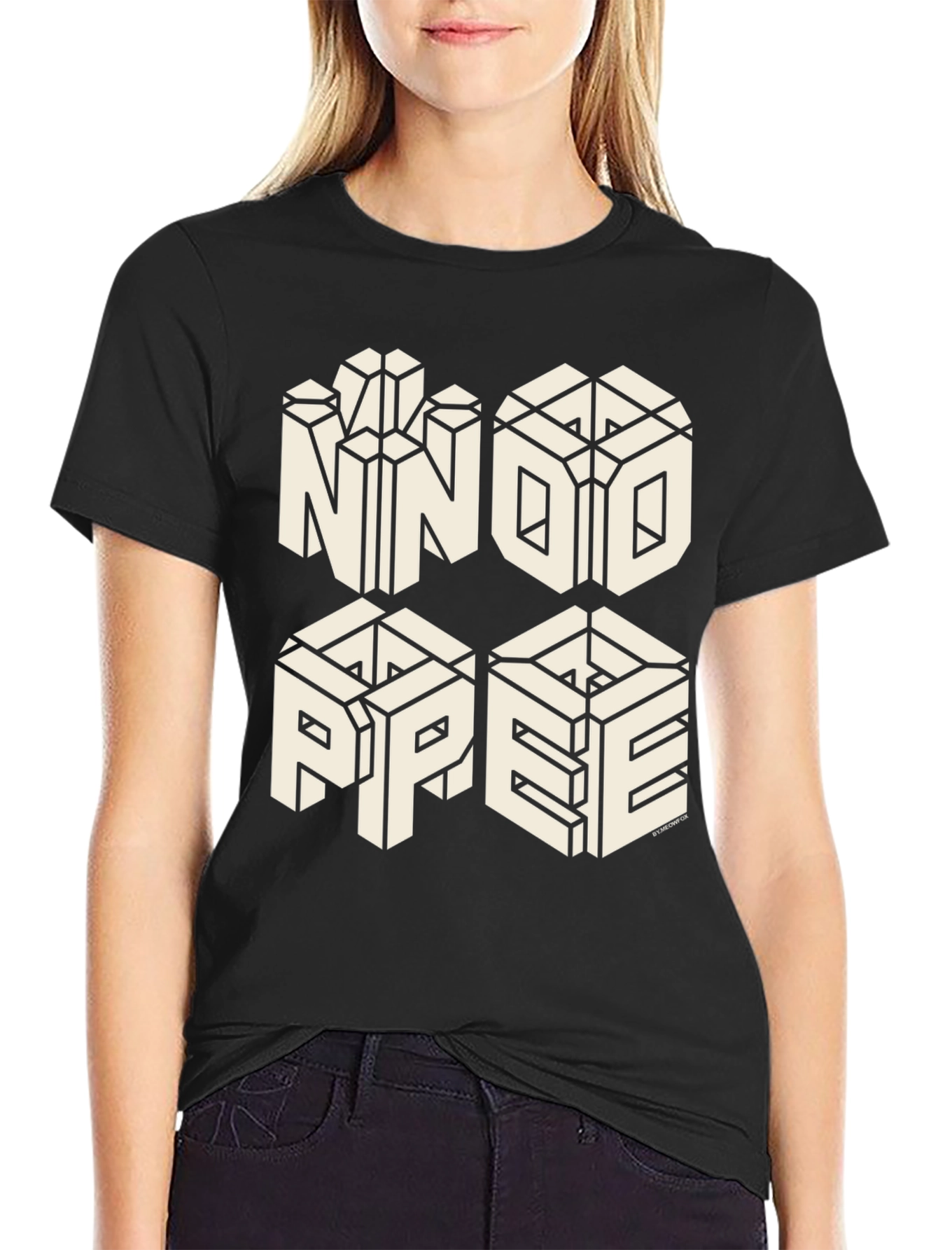 Optical Illusion Graphic Tee - NNOO PPEE Black T-Shirt