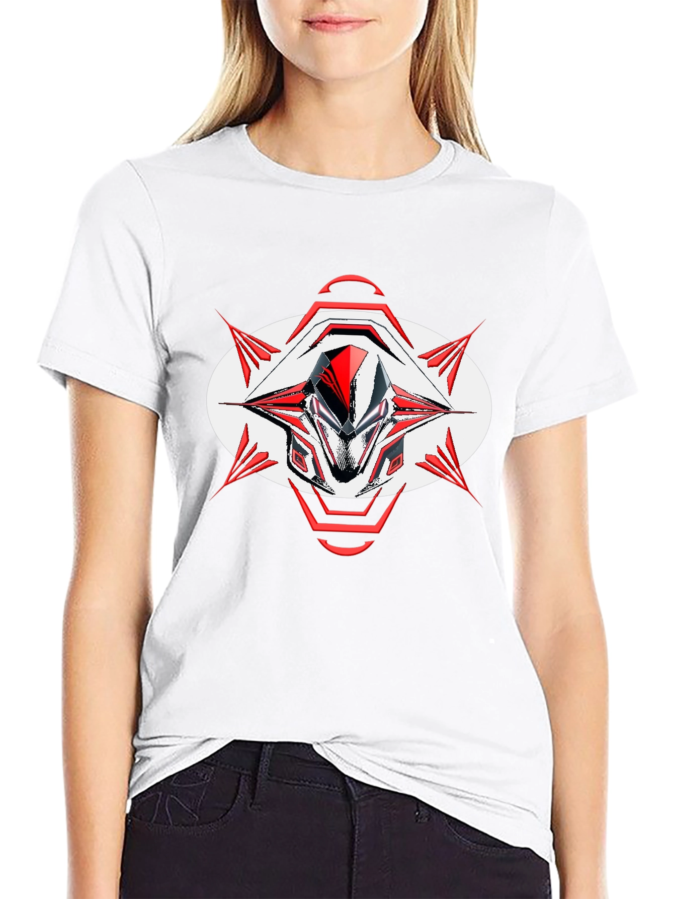 Futuristic Robot Head Graphic Black T-Shirt